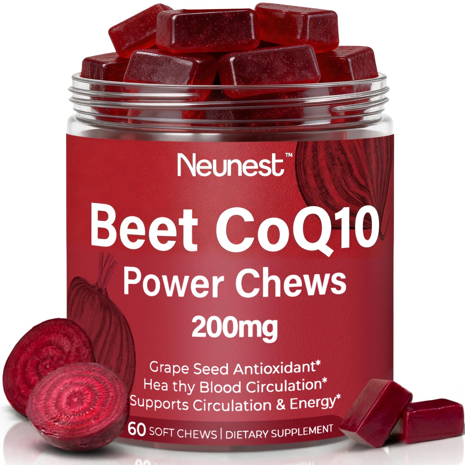 NEUNEST Beet Root CoQ10 Caplets, 60 Count