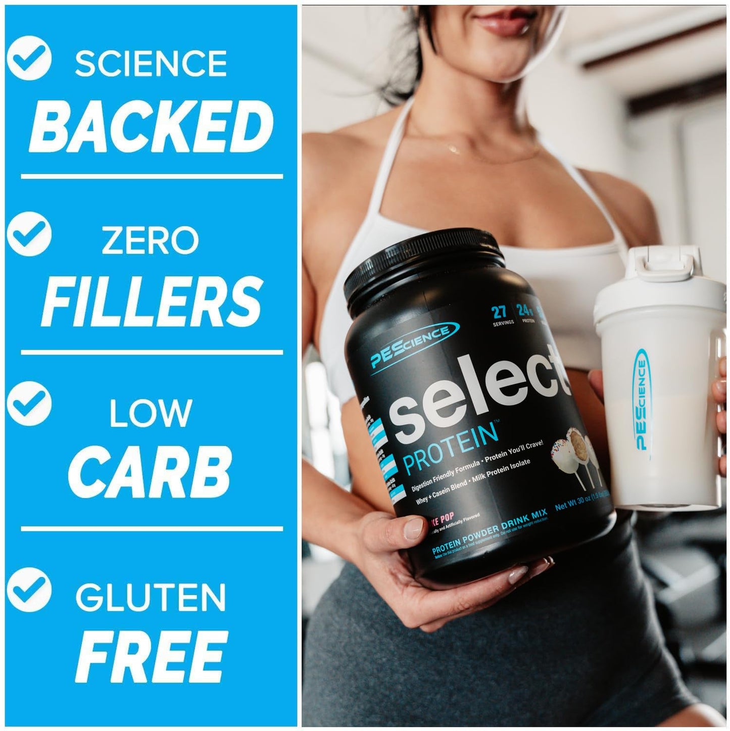 PEScience Select Whey & Casein Protein Powder, Cake Pop, 5 Servings