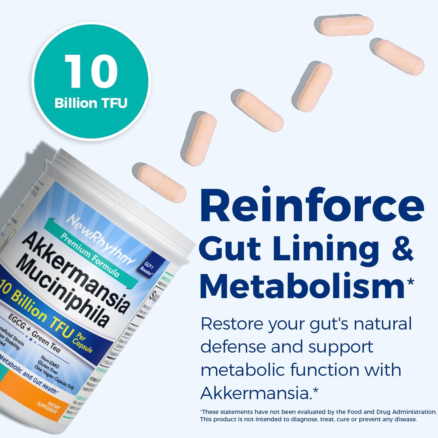 NewRhythm Akkermansia Muciniphila Probiotic Capsule, 60 Count