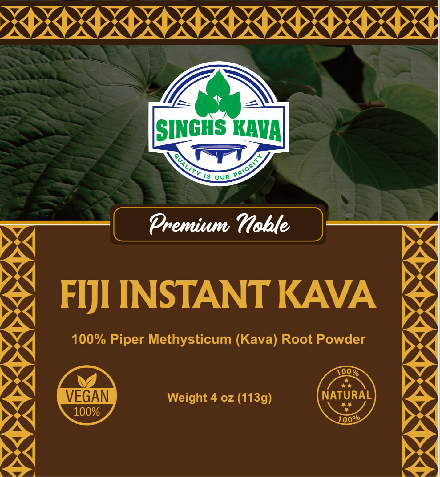 SINGHS Noble Fiji Instant Kava Powder 4oz, 1 Pack
