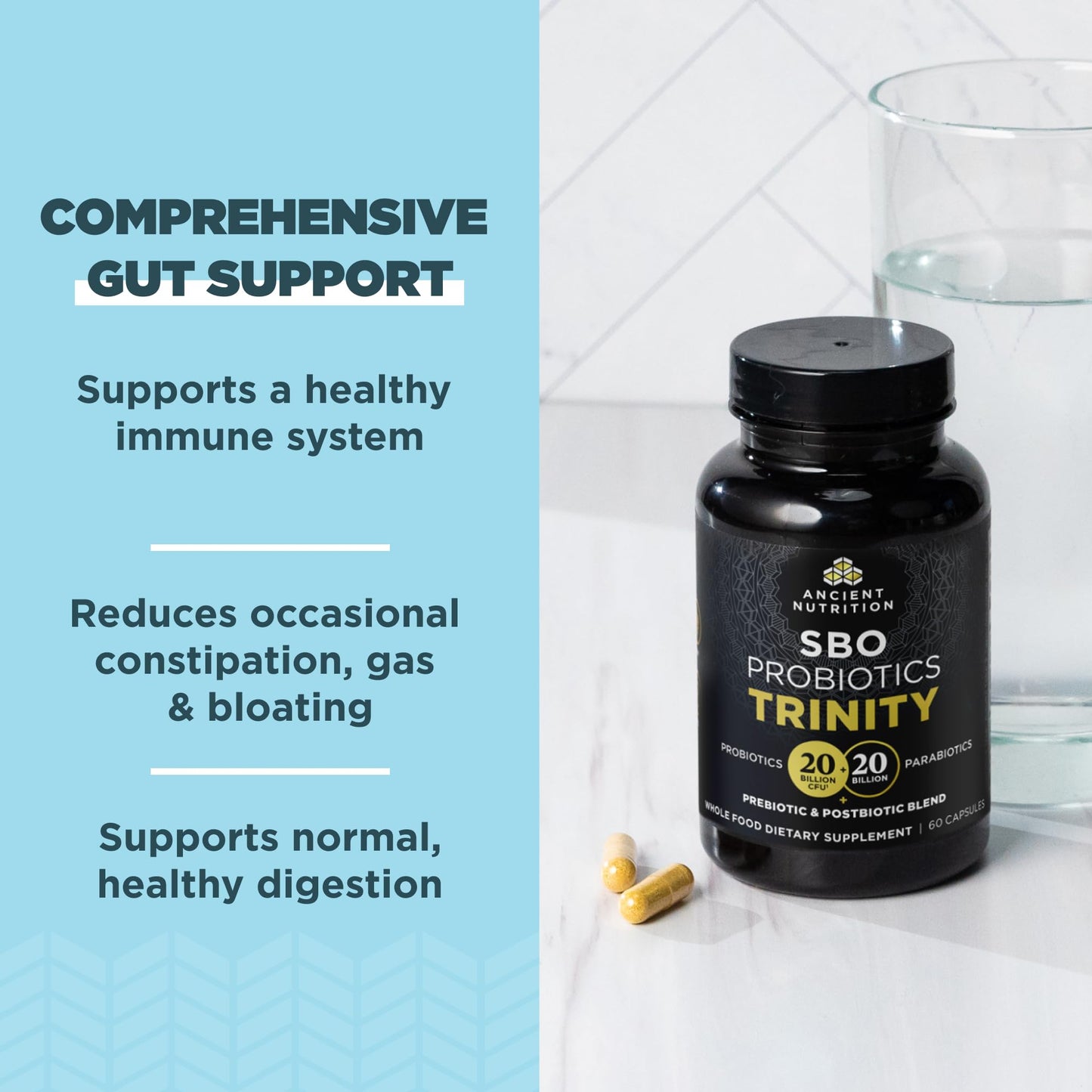 Ancient Nutrition SBO Probiotic Trinity Daily Care Capsule 60 Count