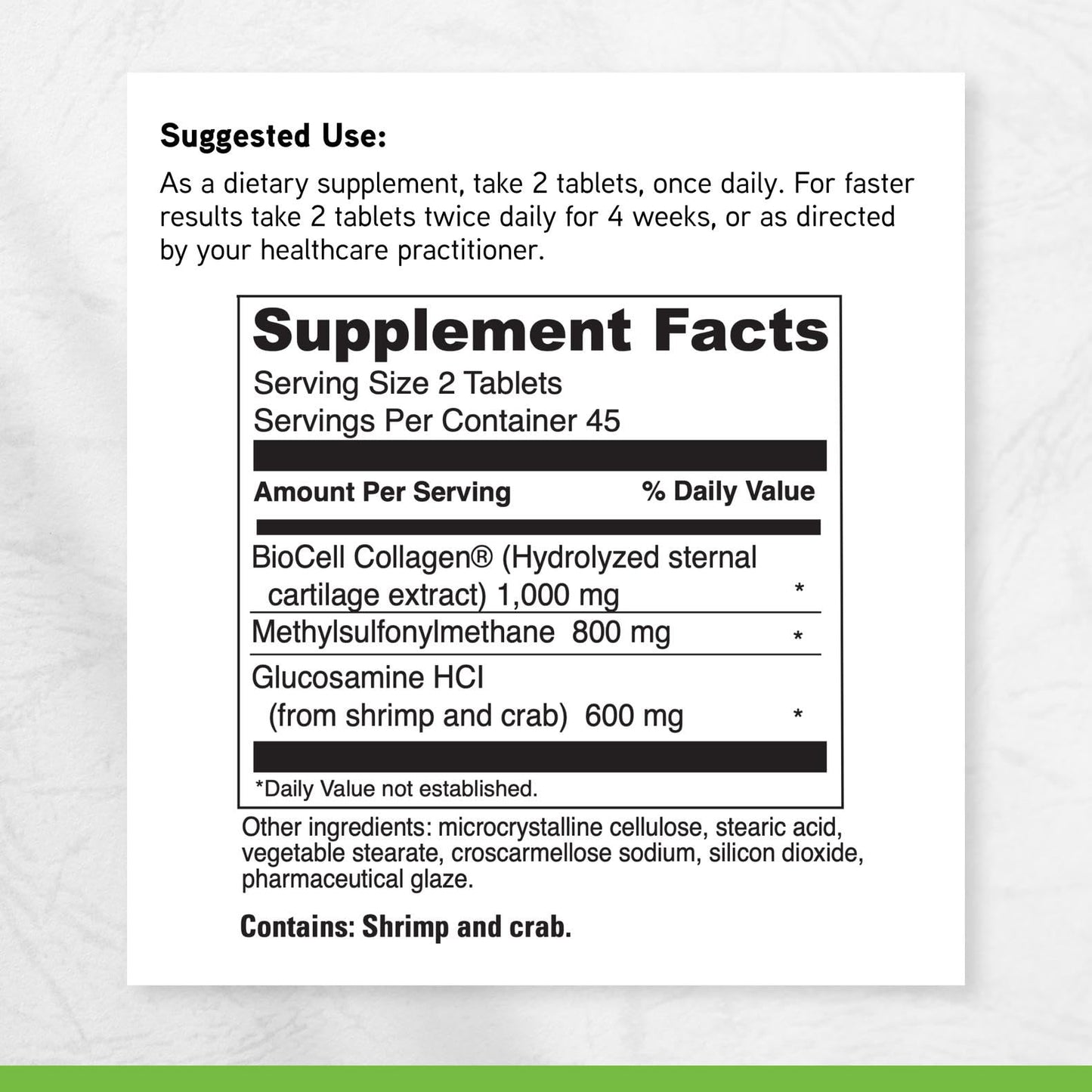 DAVINCI Natures Collagen BioCell Collagen Supplement with MSM & Glucosamine Tablet 90 Tablets