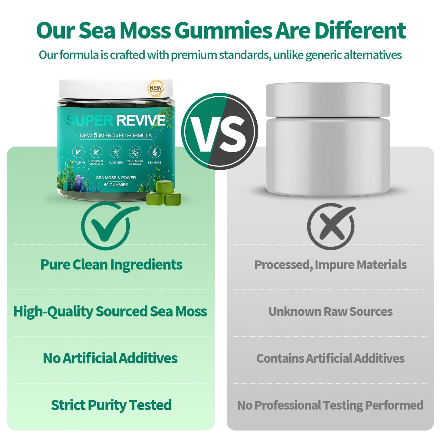 Plaxssuss Super Revive Gummies for Hair Loss Sea Moss 60 Count