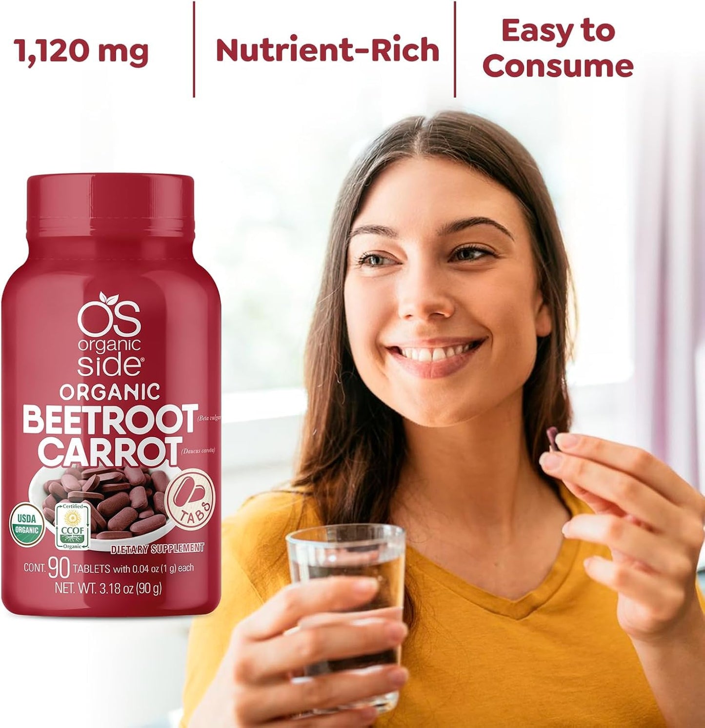 OS Organic Side Beetroot & Carrot Tablets 90 Tablets