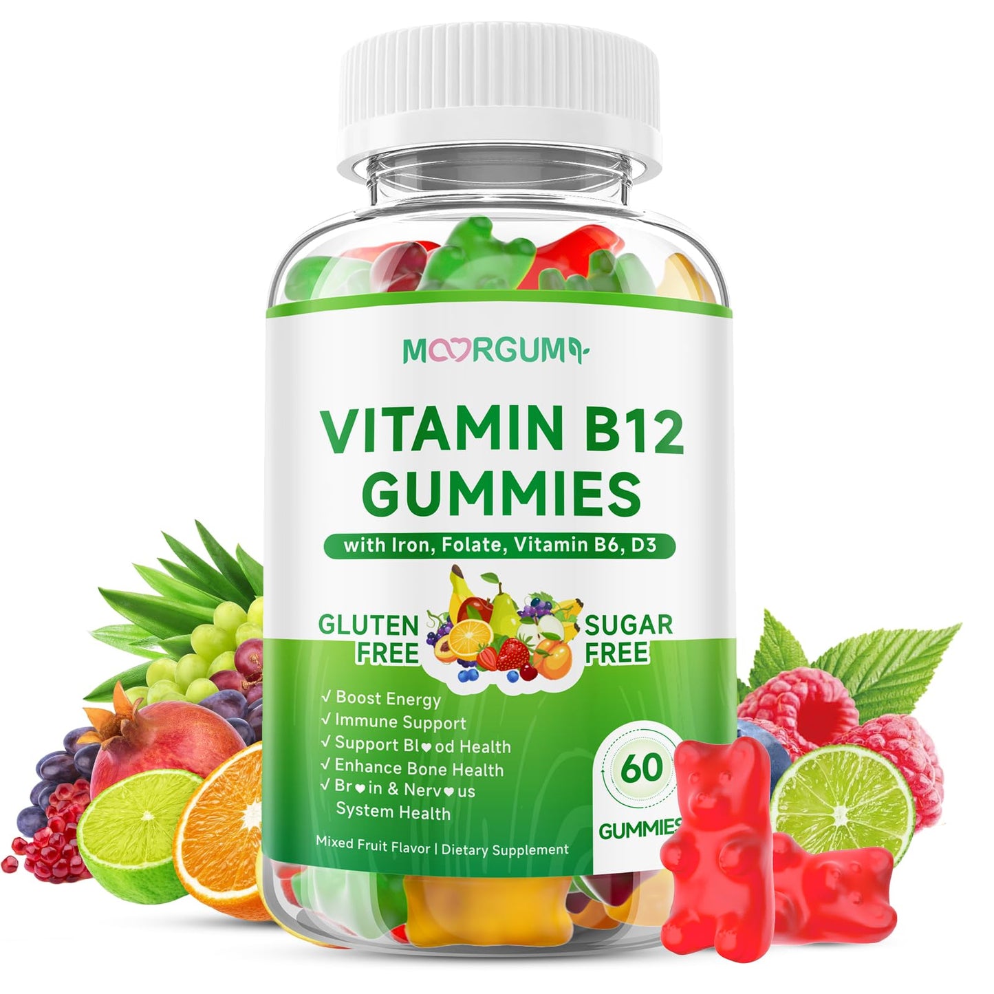 MOORGUMY Methyl B-12 3000mcg Gummies, 60 Count