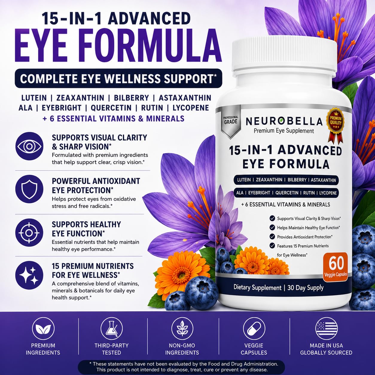 Naturonel Neurobella 15-in-1 Advanced Eye Formula Capsule, 60 Count
