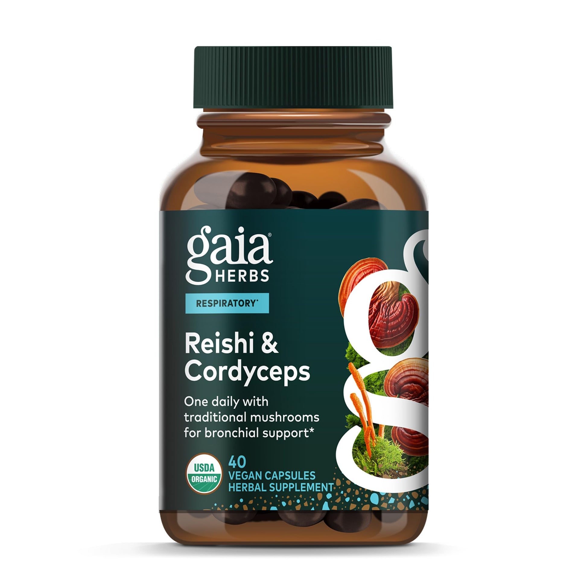 Gaia Herbs Reishi & Cordyceps Immune Support Capsules 40 Count