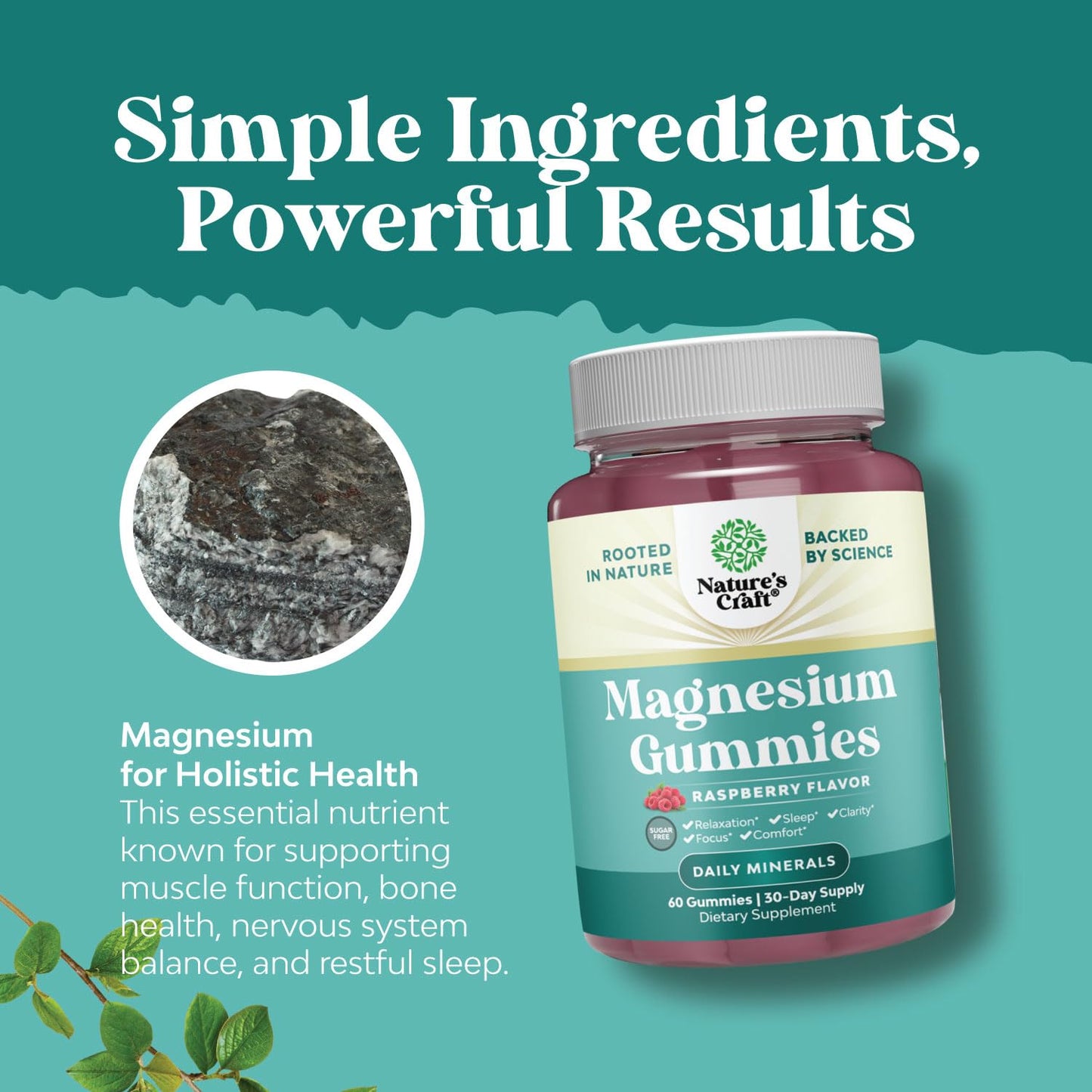 Natures Craft Calm Magnesium Gummies, 60 Count