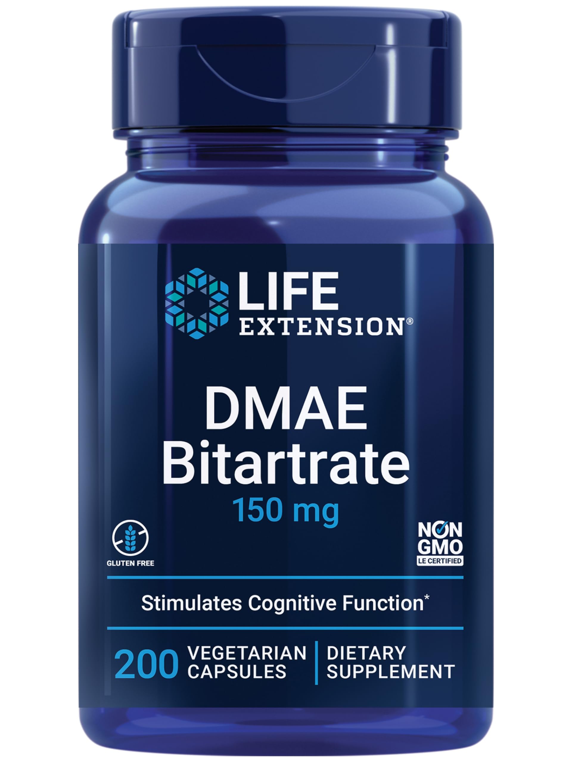Life Extension DMAE Bitartrate Capsules, 200 Capsules