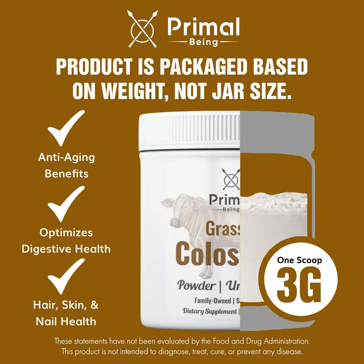 Primal Being Grassfed Beef Colostrum Powder 3.17 oz