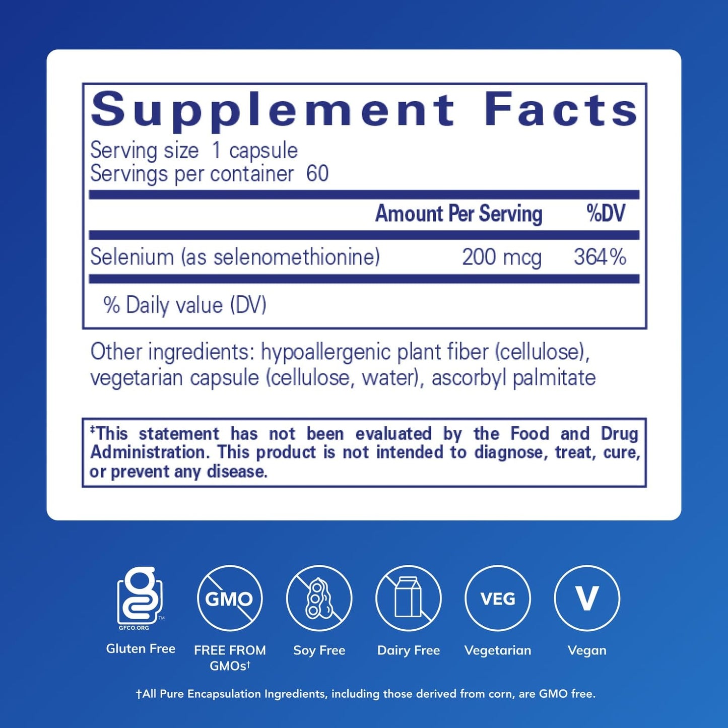Pure Encapsulations Selenium 200 mcg Capsule, 60 Count