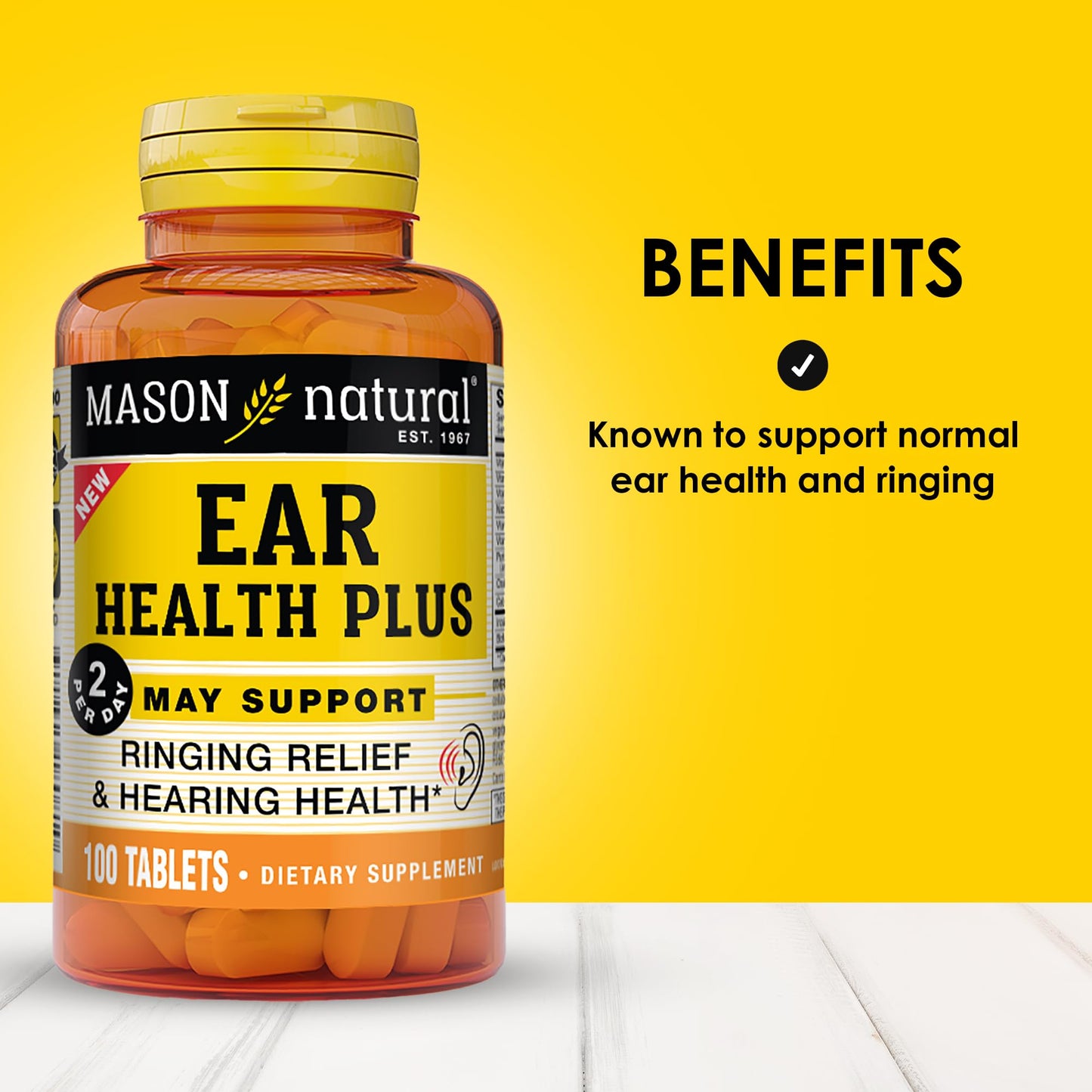 Mason Natural Ear Health Plus with B Vitamins Tablets, 100 Count