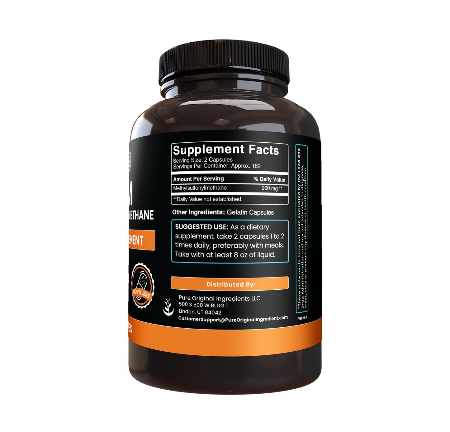 PURE ORIGINAL INGREDIENTS Methylsulfonylmethane Capsule 365 Count