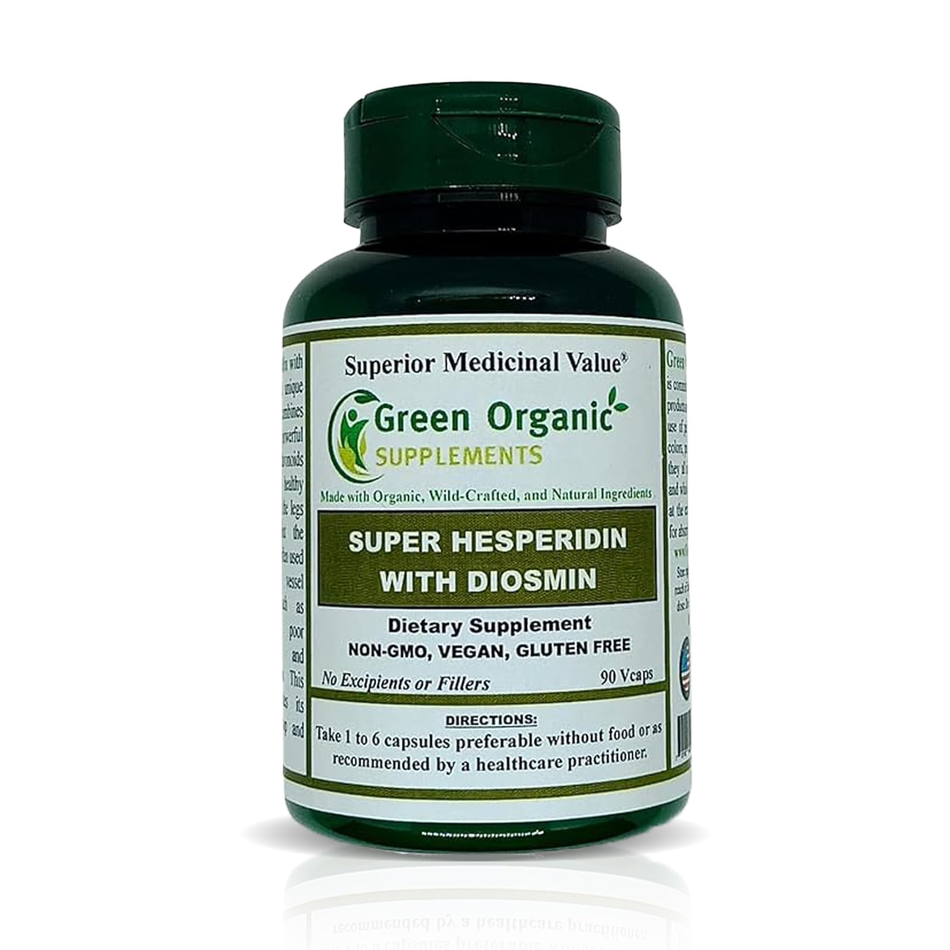 Green Organic Supplements Super Hesperidin with Diosmin, Narangin Capsules 90 Count