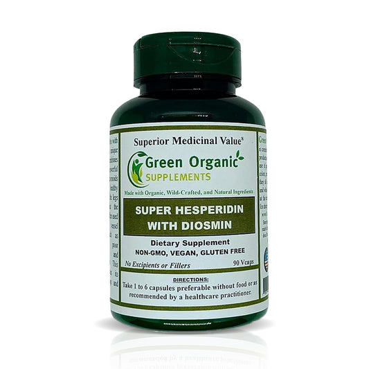 Green Organic Supplements Super Hesperidin with Diosmin, Narangin Capsules 90 Count