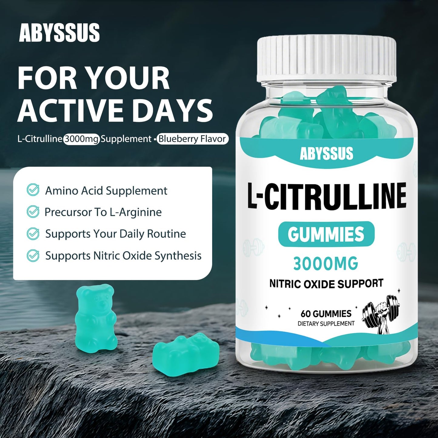ABYSSUS L Citrulline Gummies 3000mg, 60 Count