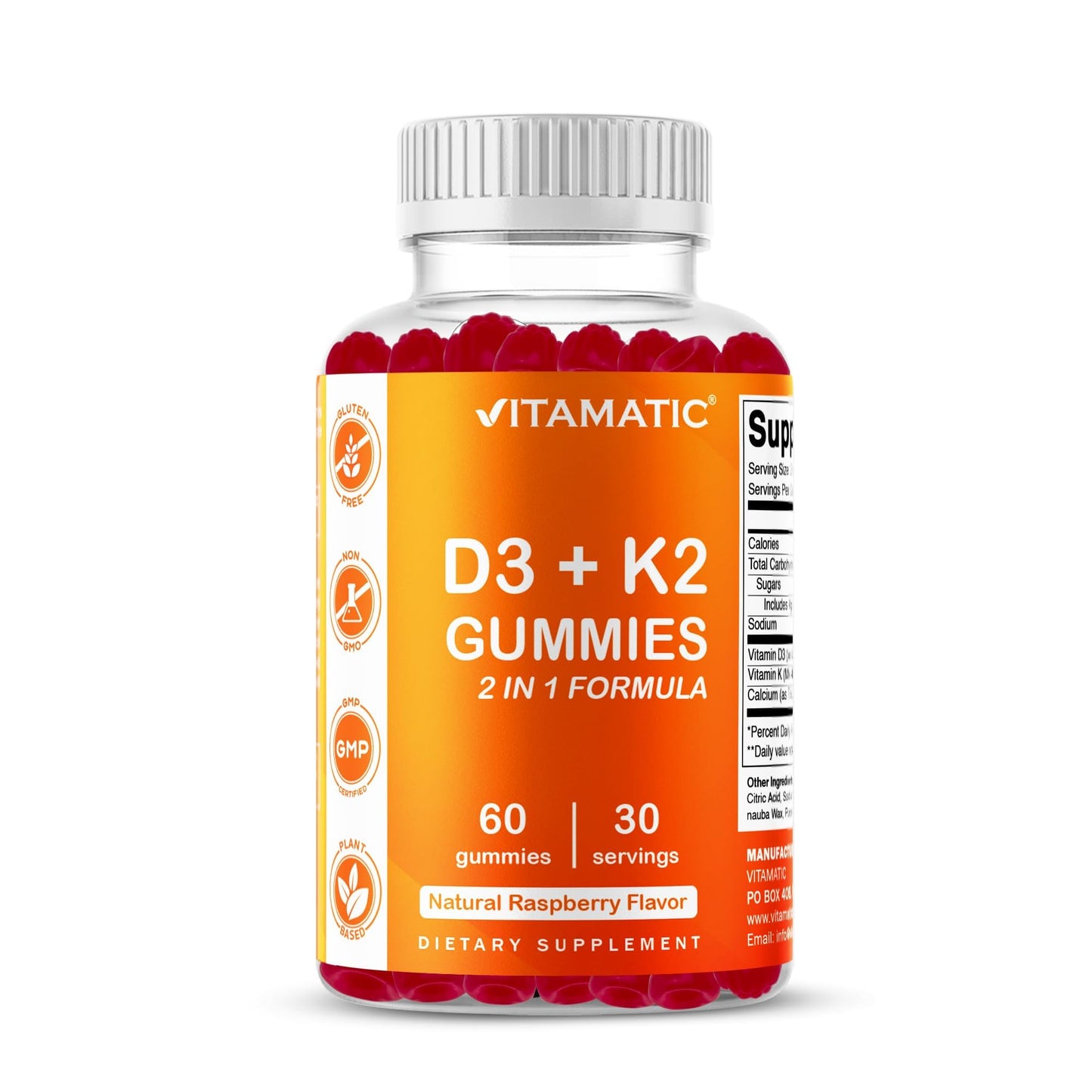 Vitamatic Vitamin D3 + K2 Gummies 60 Count