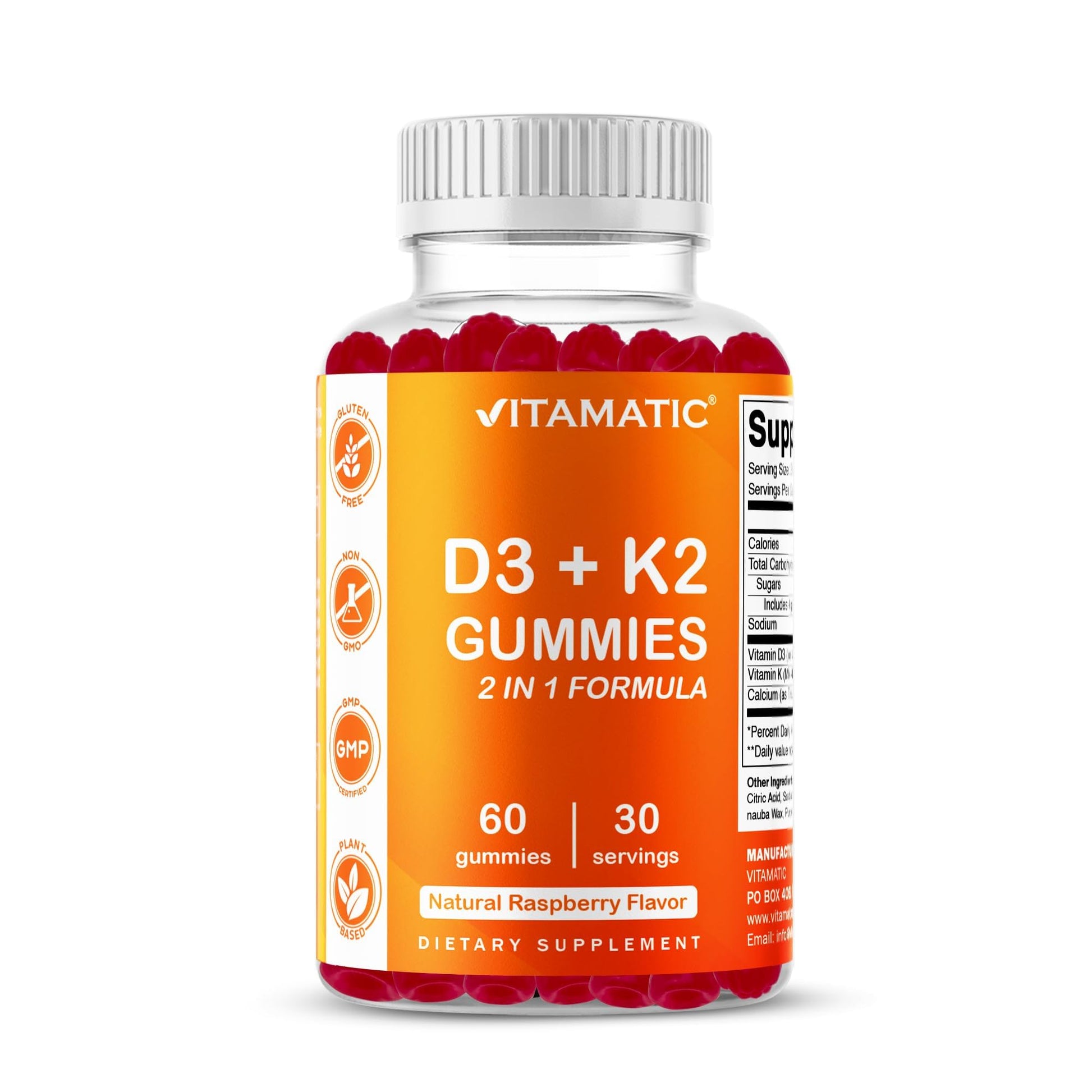 Vitamatic Vitamin D3 + K2 Gummies 60 Count