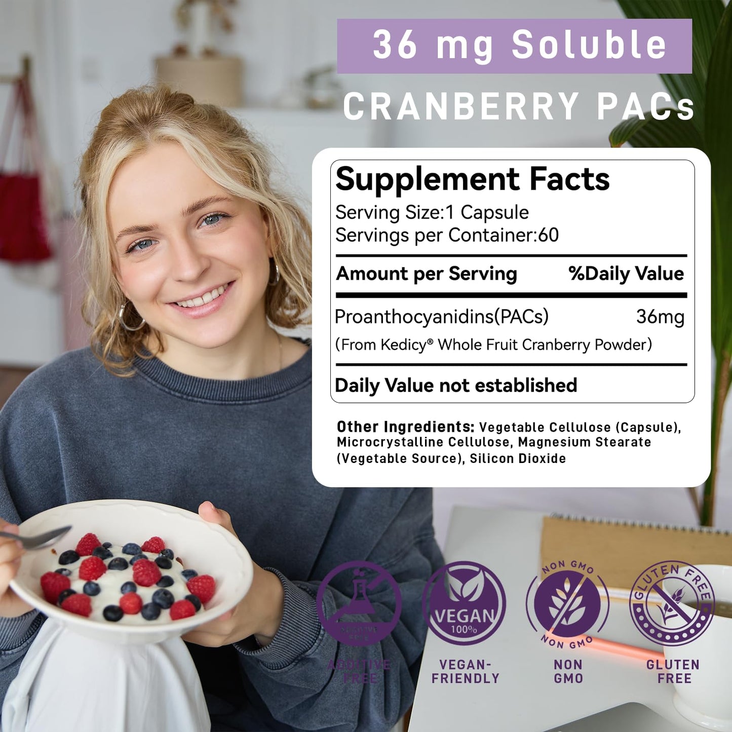 Kedicy Cranberry Pills Capsules, 60 Caps