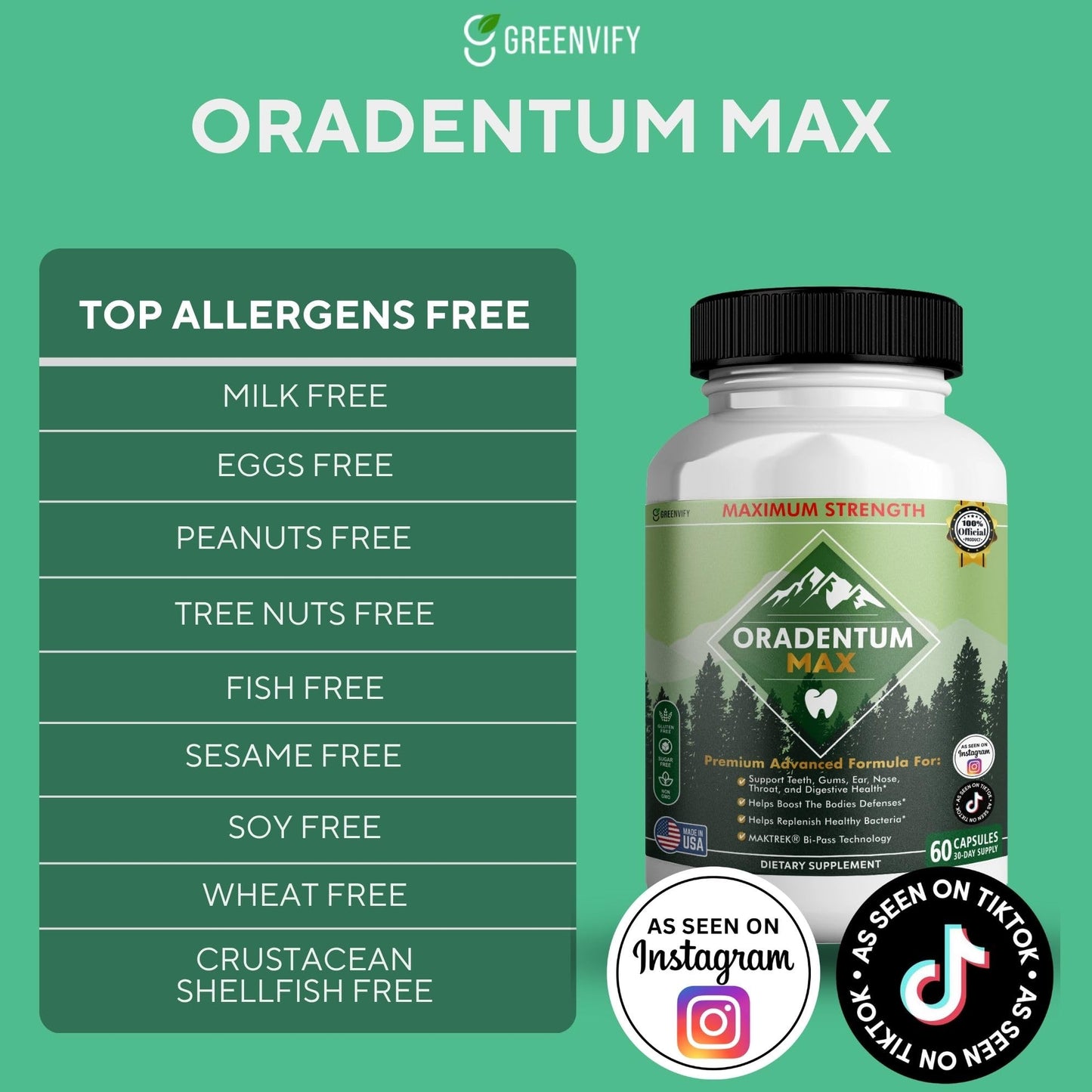 GREENVIFY Oradentum Max Probiotic Supplement 120 Capsules