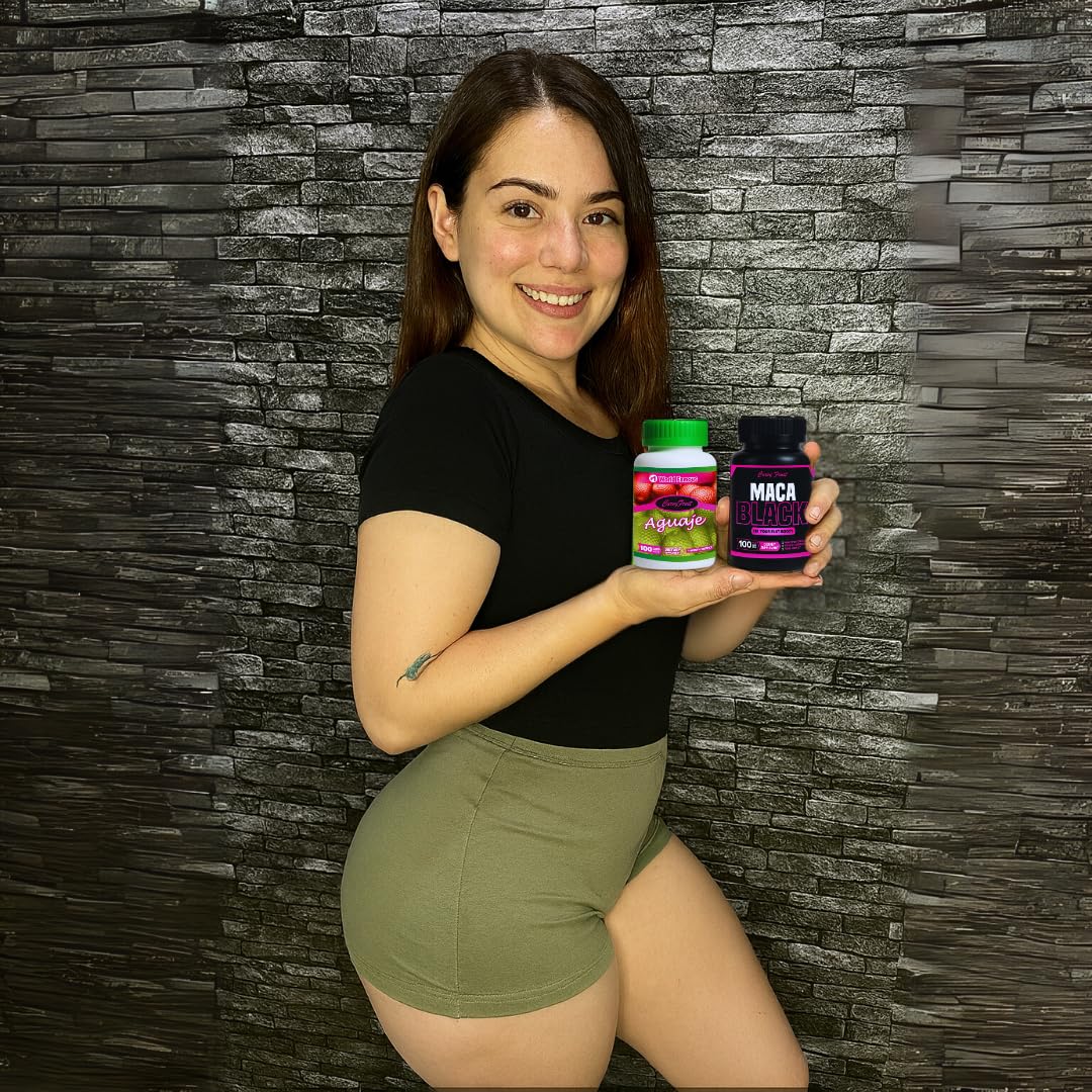 Curvy Fruit Maximum Booty Growth – Aguaje + Black Maca Pills for Women – Glute Volume Enhancer - Black Curvy Pack, 100 Capsules