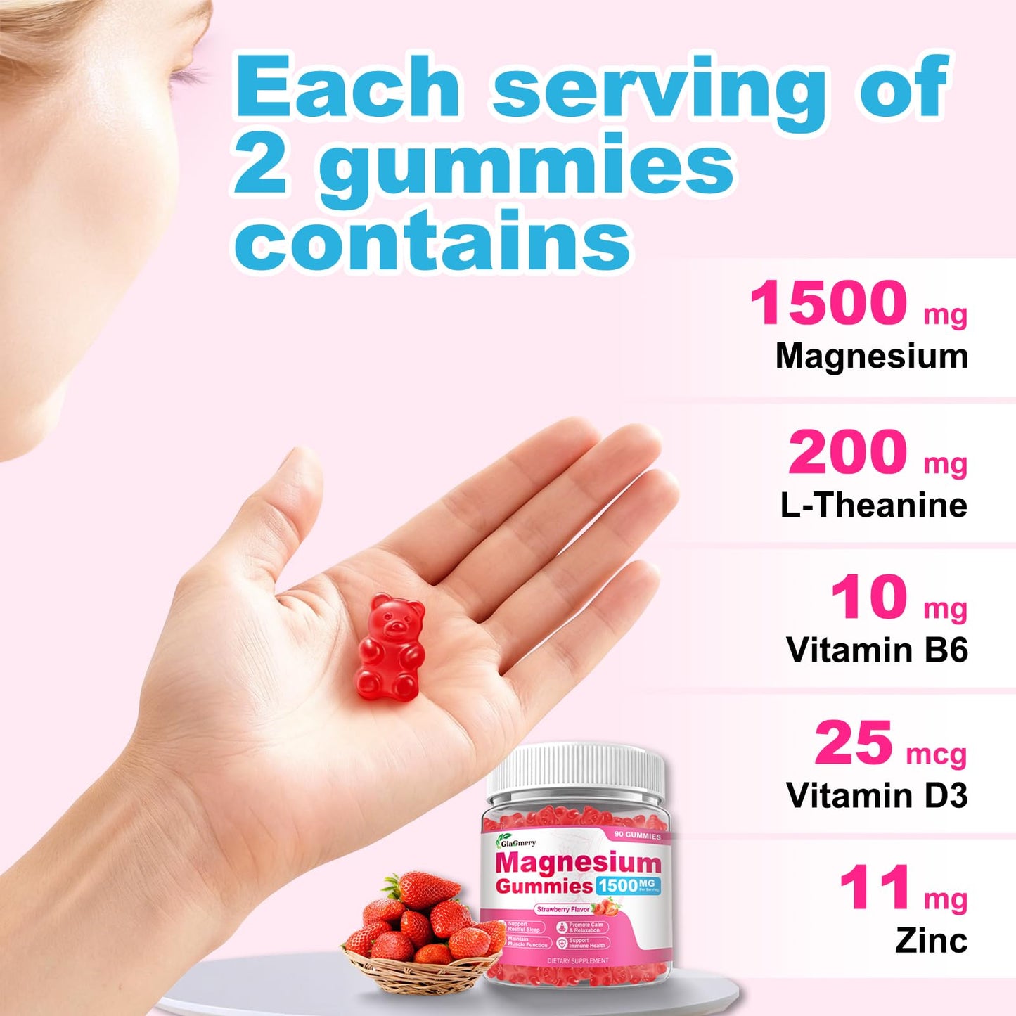 GlaGmrry Magnesium Gummies 90 Count