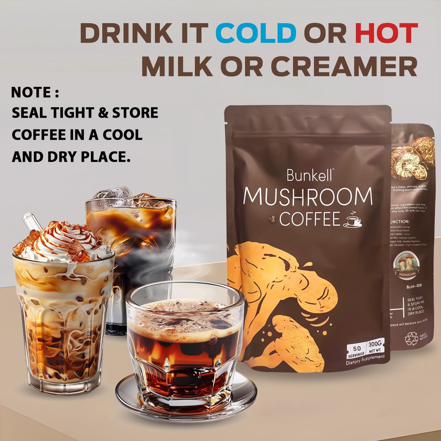 Bunkell Mushroom Coffee Powder 10.58 oz