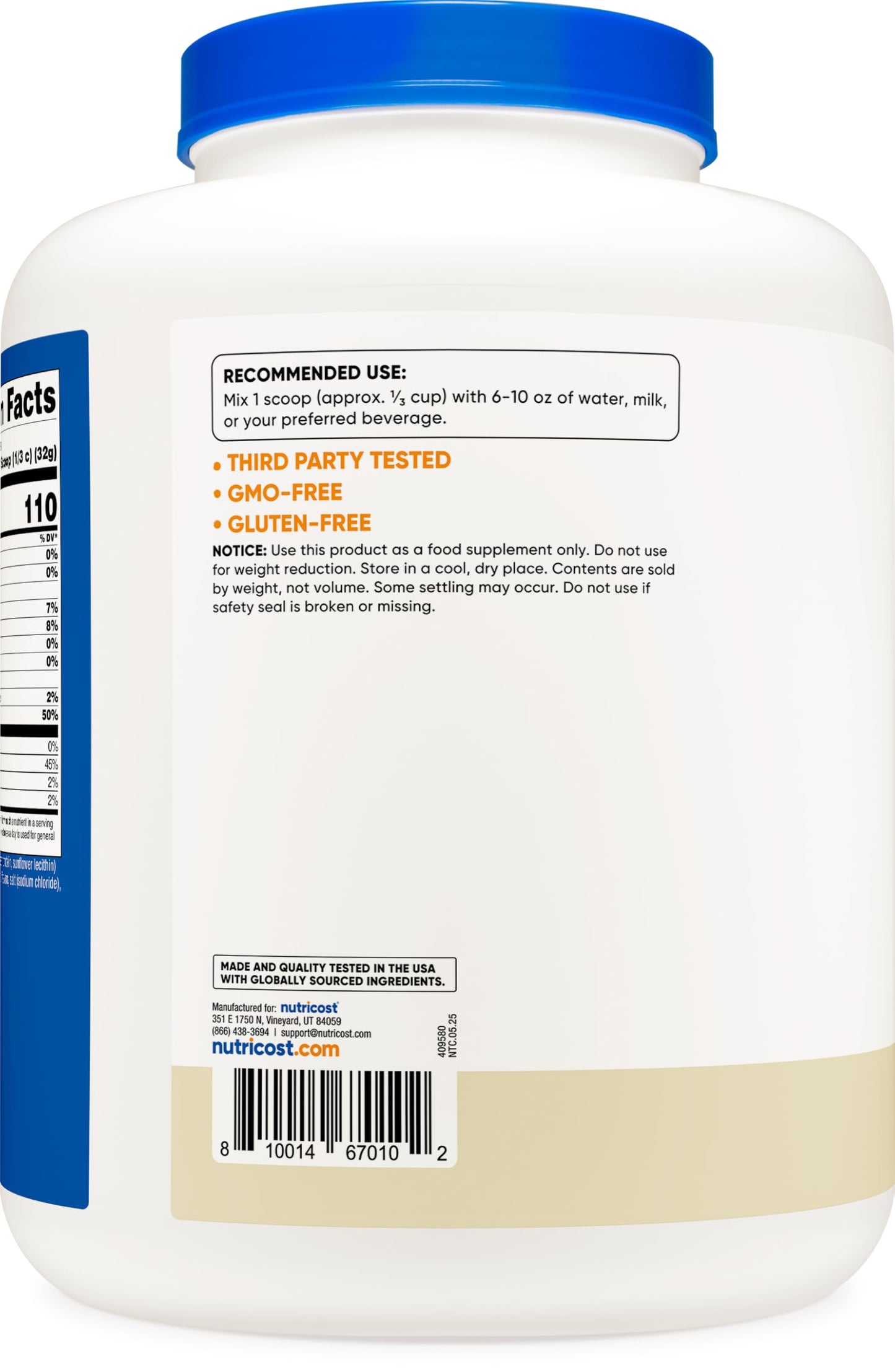 Nutricost Casein Protein Powder 5lb Vanilla - Micellar Casein, Gluten Free, Non-GMO, 80 Servings