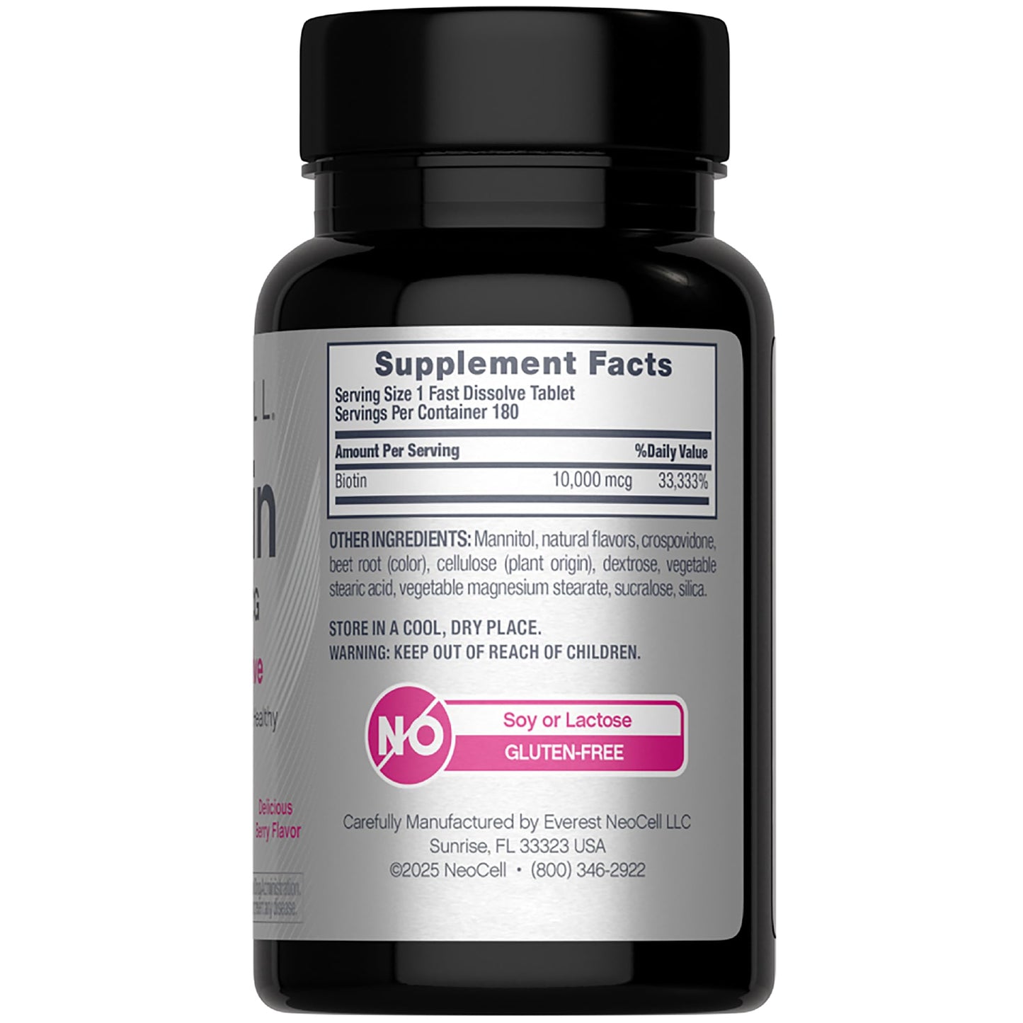 NeoCell Biotin 10000mcg Fast Dissolve Tablets, 180 Tablets