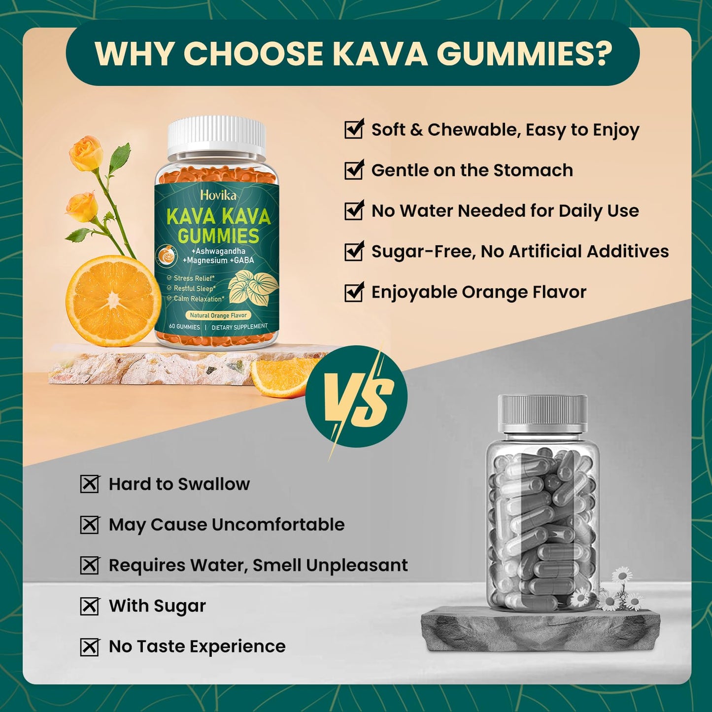 Hovika Kava Kava Gummies, 60 Count