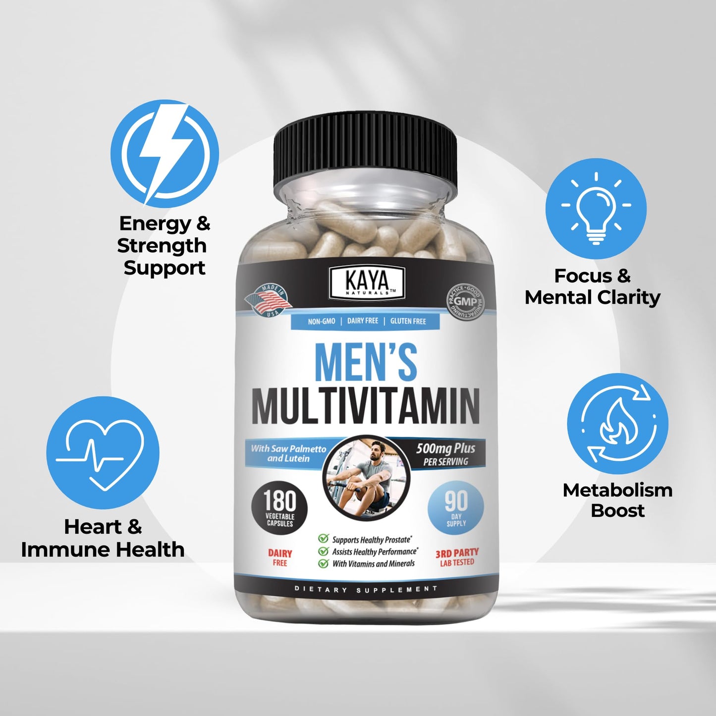 Kaya Naturals Multivitamin for Men Prostate Support Capsule, 180 Count
