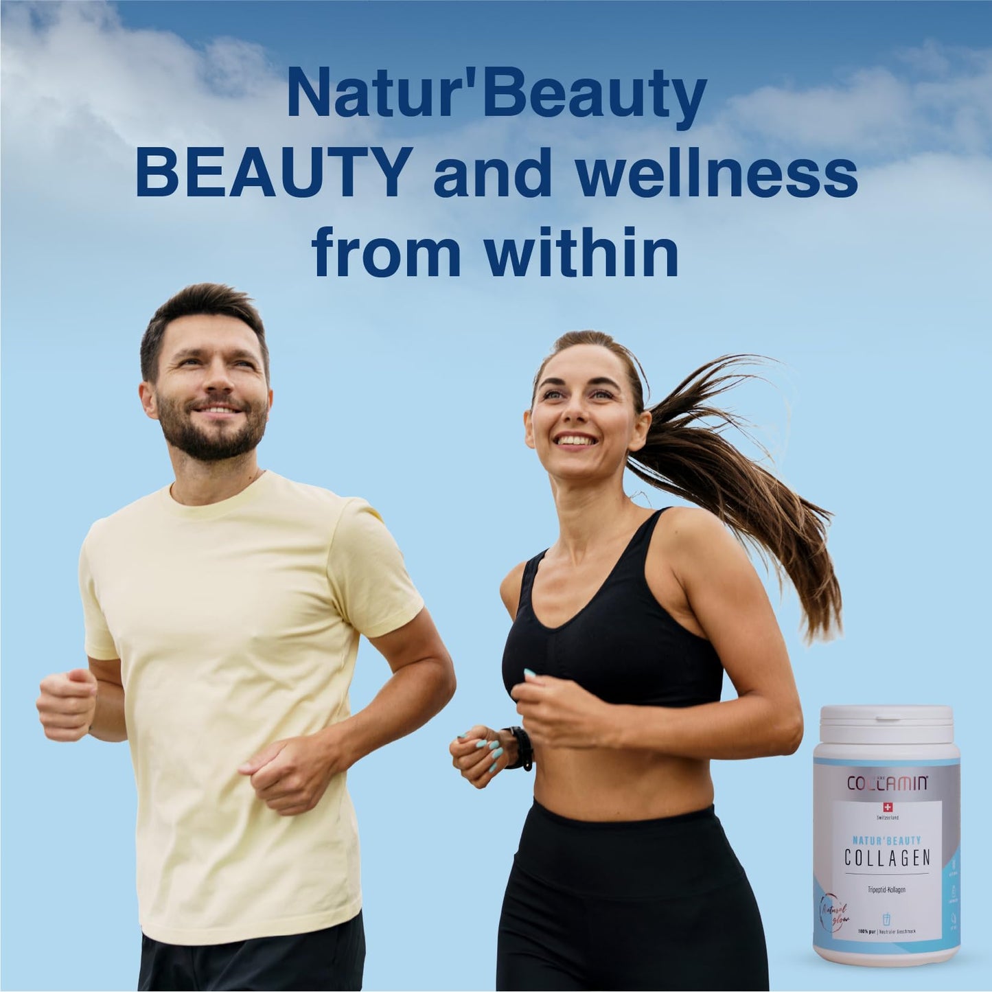 Collamin Natur’Beauty Collagen Premium Hydrolyzed Tripeptide Powder from Grass-Fed Swiss Bovine High Absorption with Essential Amino Acids Supports Skin, Hair, Nails, Joints 18 Tablets