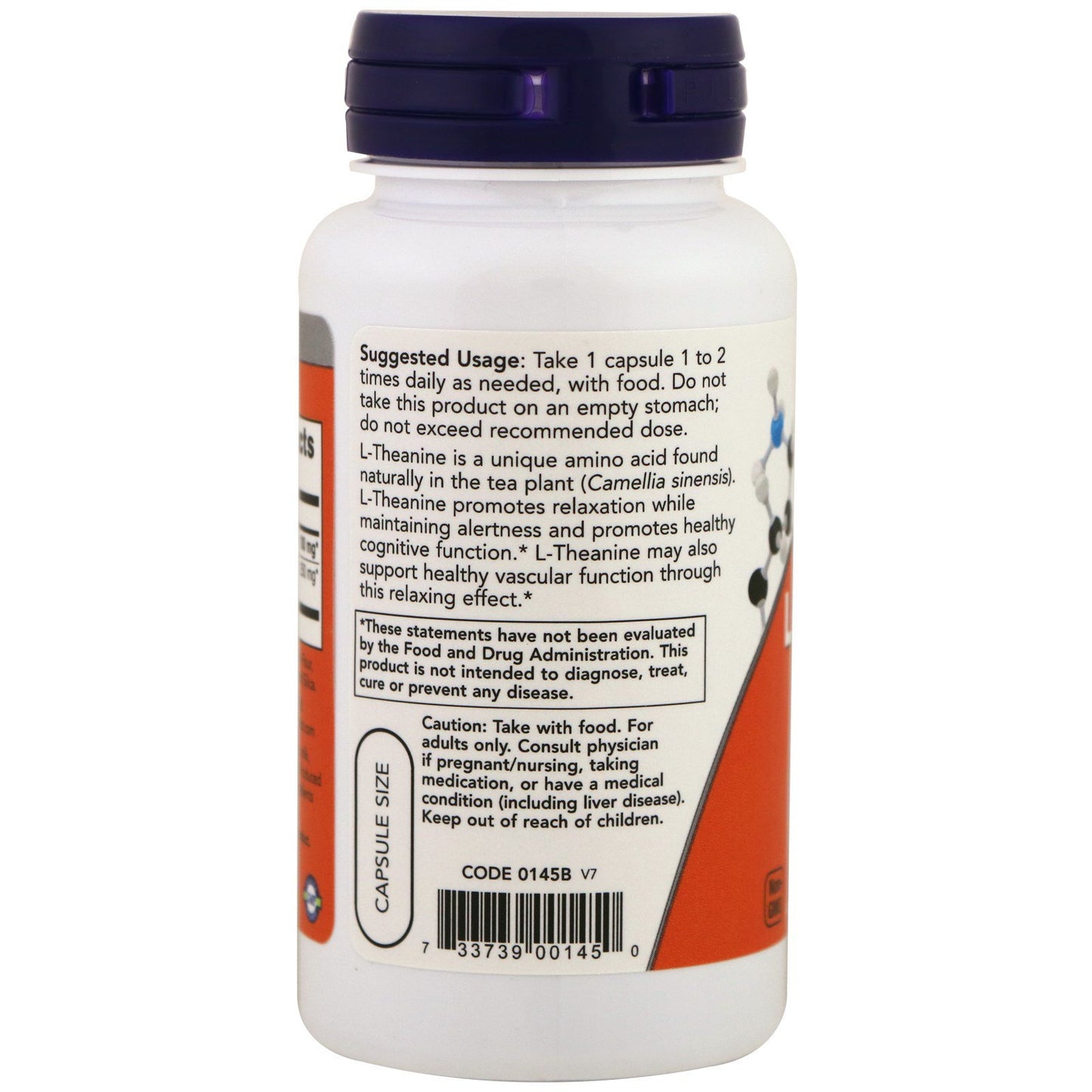 NOW Foods Theanine 100 mg Capsule, 90 Count