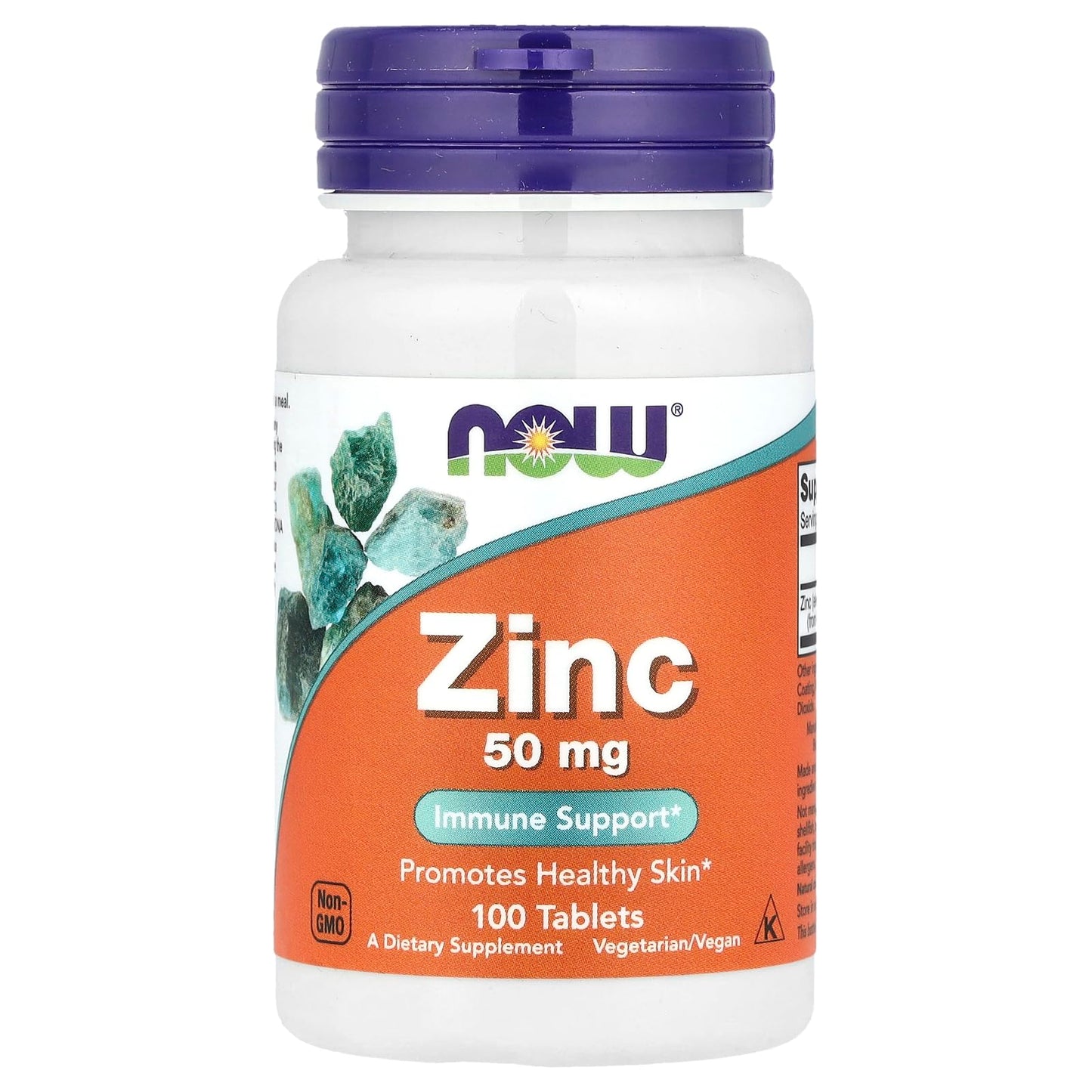 NOW Foods Zinc 50 mg Tablets, 100 Count