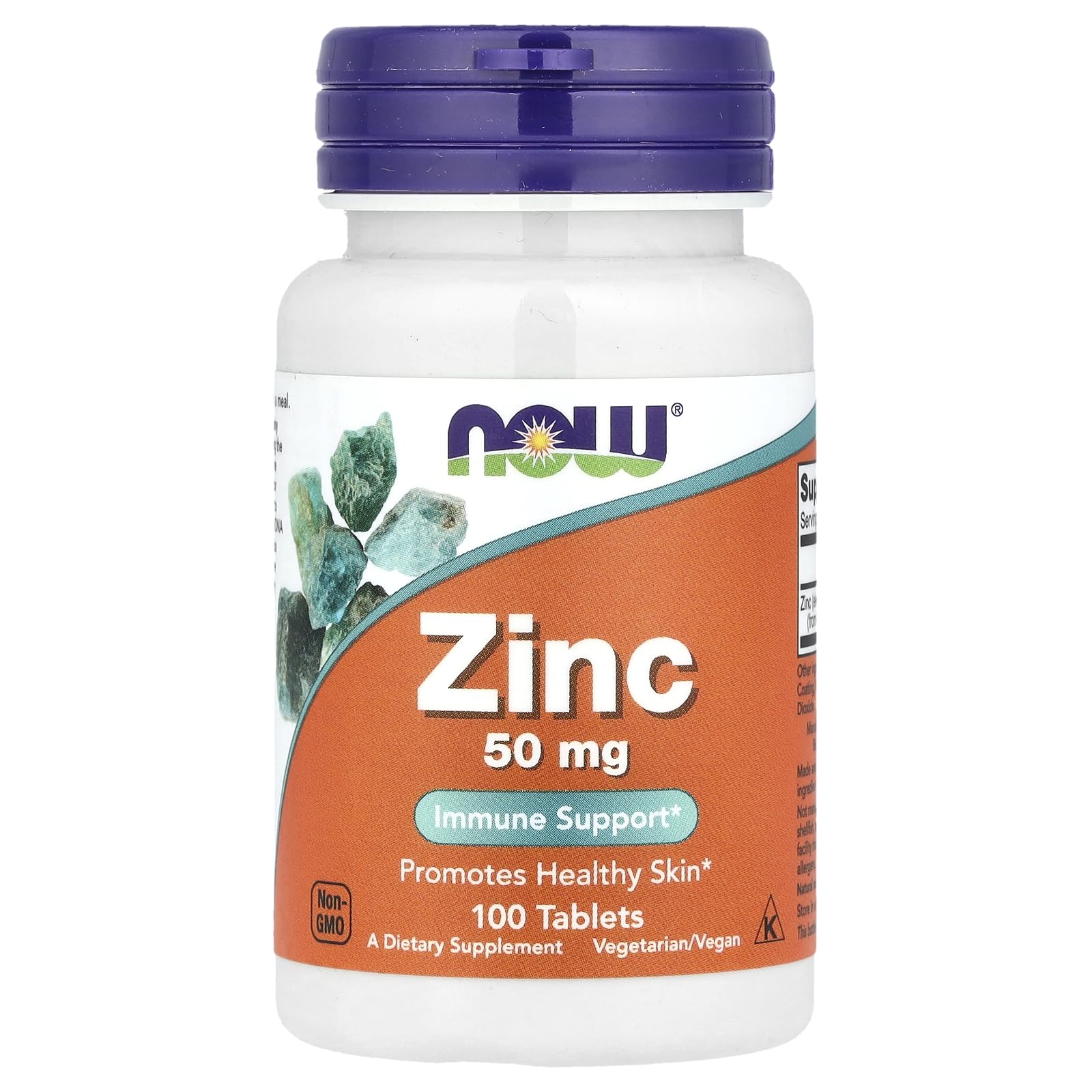 NOW Foods Zinc 50 mg Tablets, 100 Count