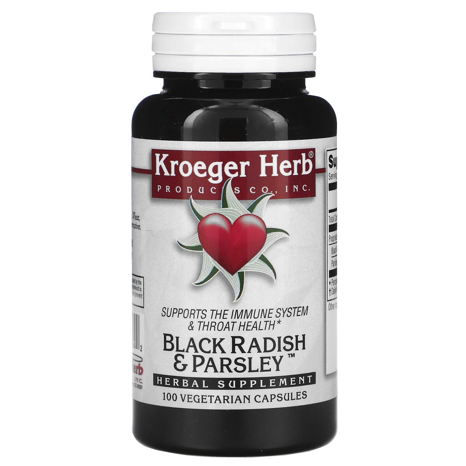 Kroeger Herb Products Black Radish and Parsley Capsules 100