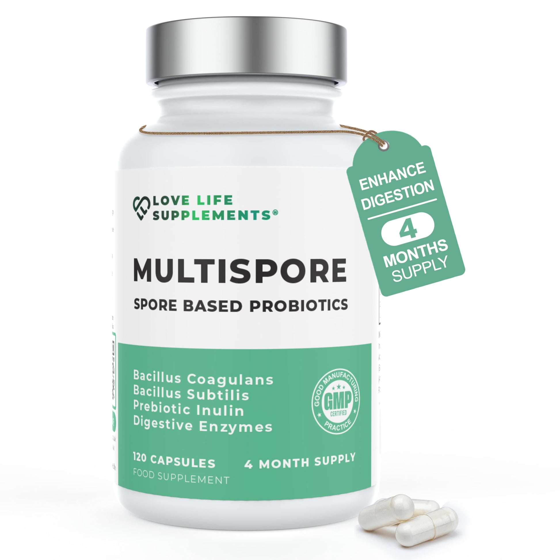 Love Life Supplements MultiSpore Plus Probiotics Capsules 120 Count