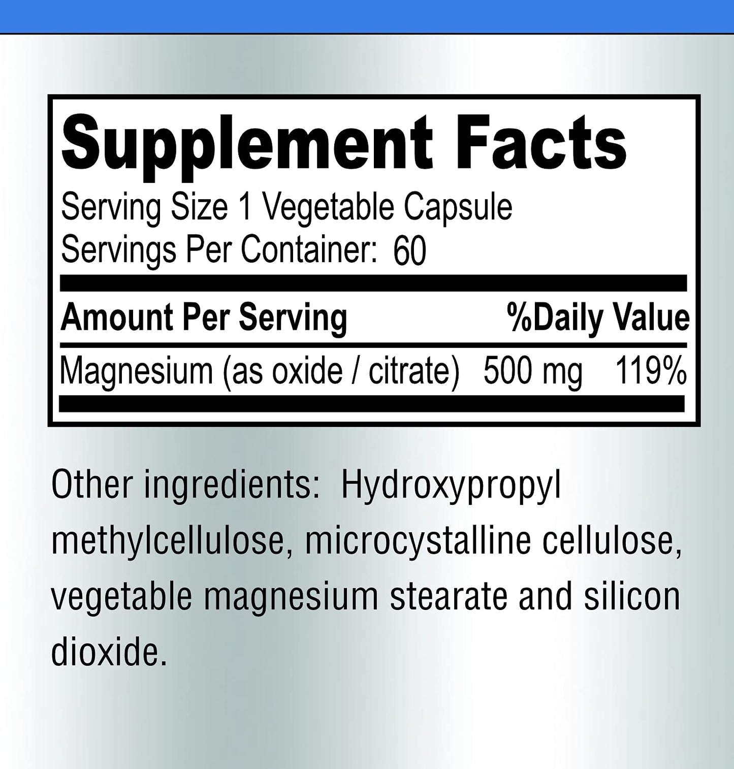YUMMYVITE Magnesium Citrate Complex 500mg Capsules, 60 Count