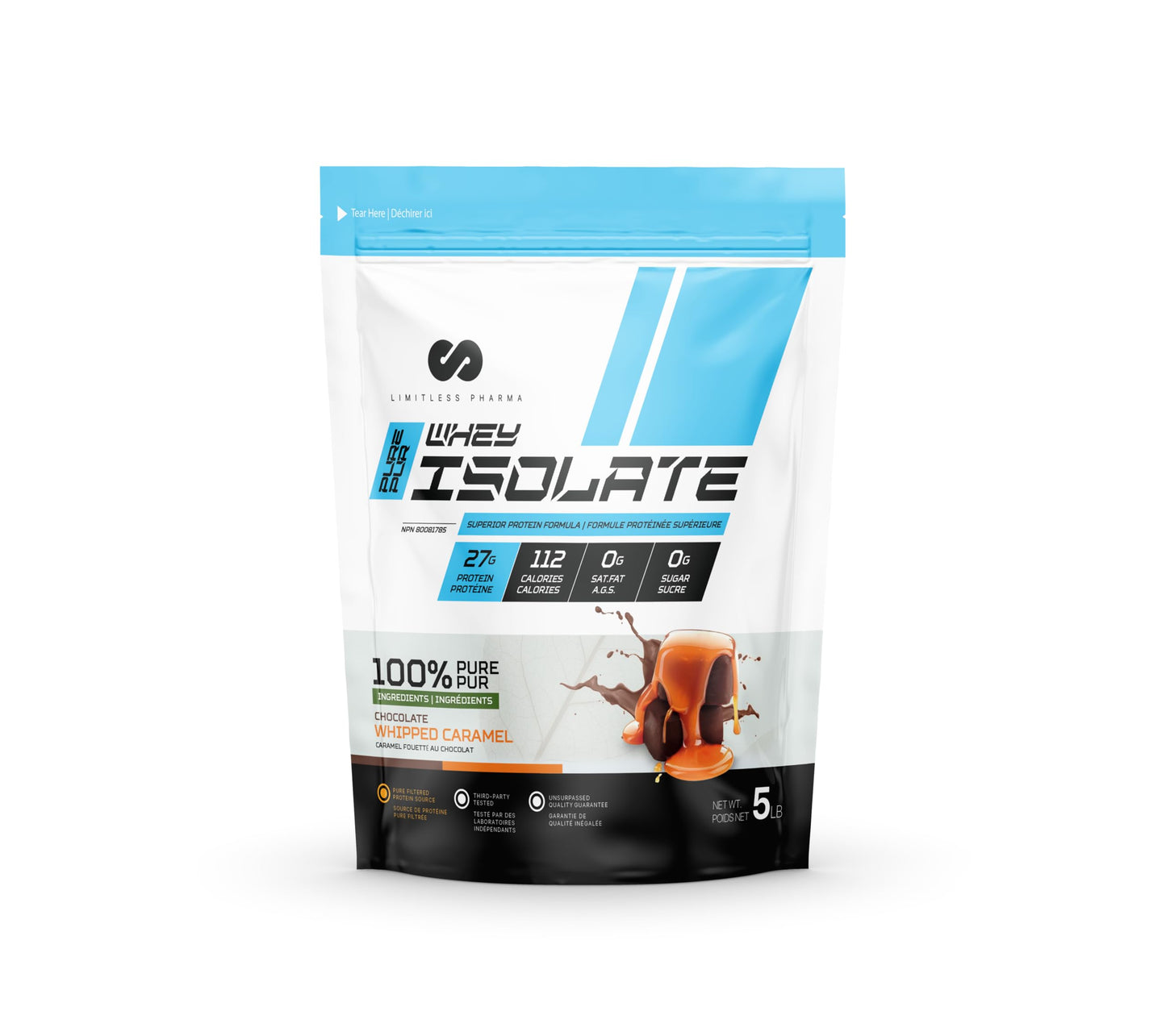Limitless Pharma Pure Whey Isolate Powder (Chocolate Whipped Caramel), 80 Servings