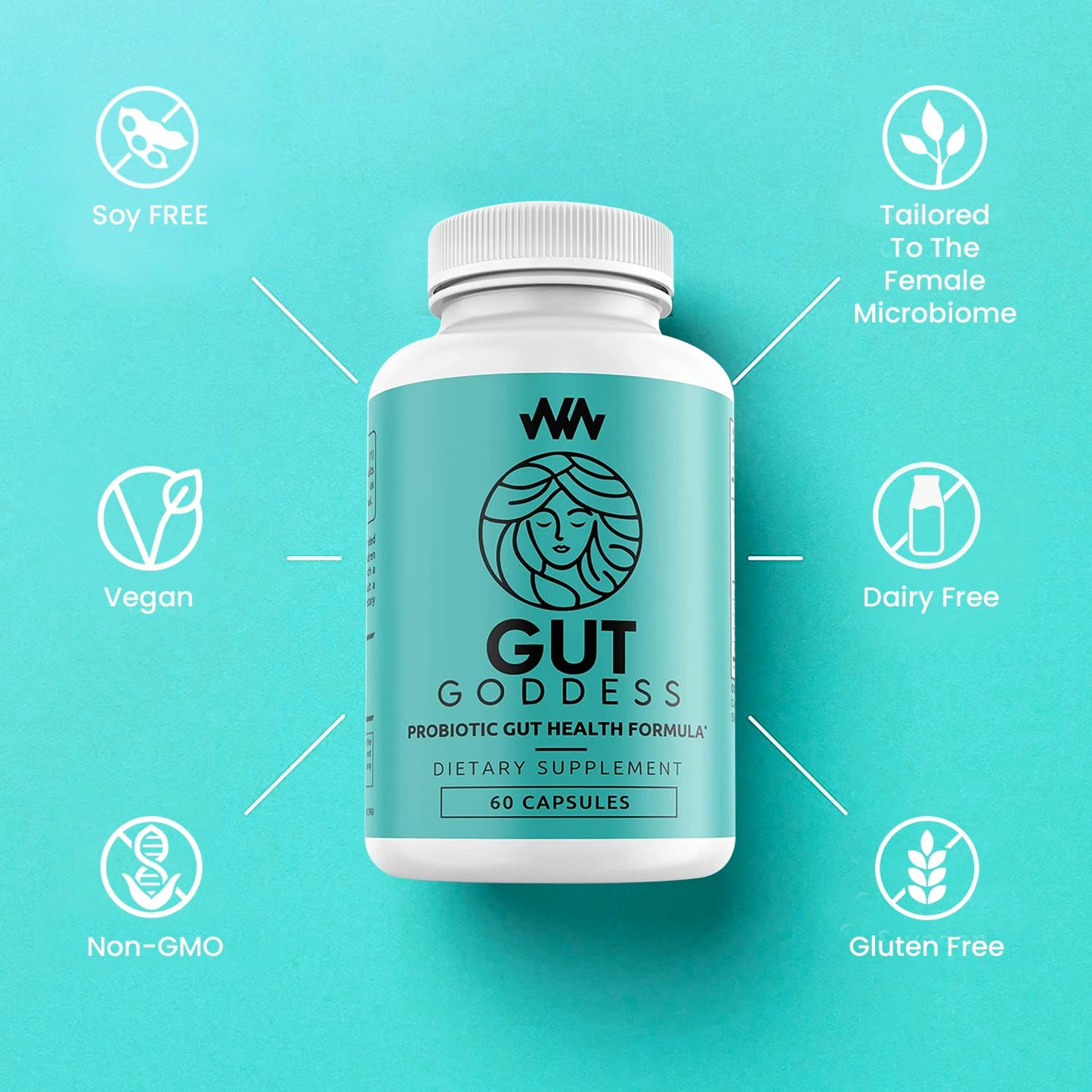 Warped Wellness Womens Gut Health Support Supplement Capsule, 60 Count
