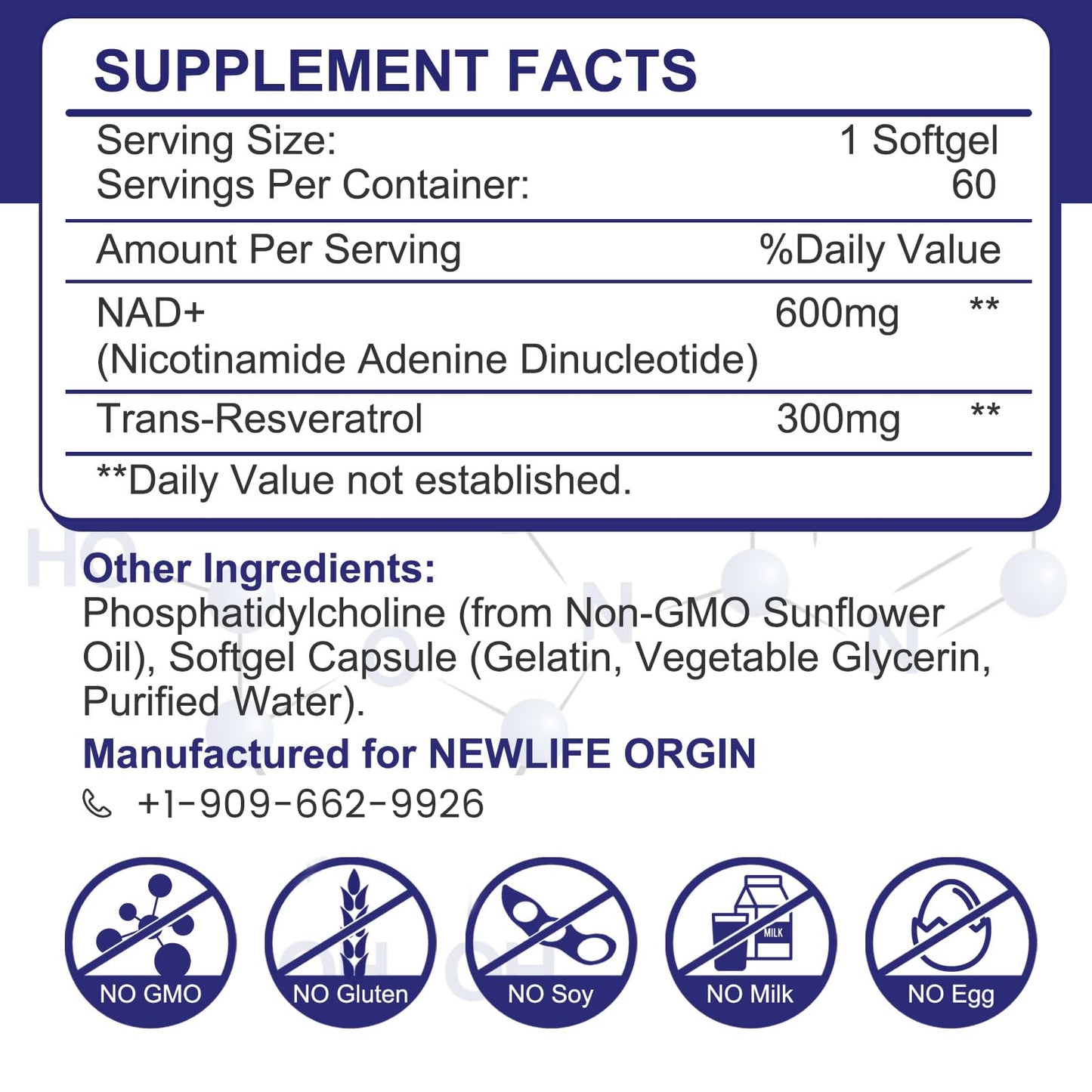 inGreens 900mg Liposomal NAD+ Supplement with 300mg Trans Resveratrol Softgels, 60 Count