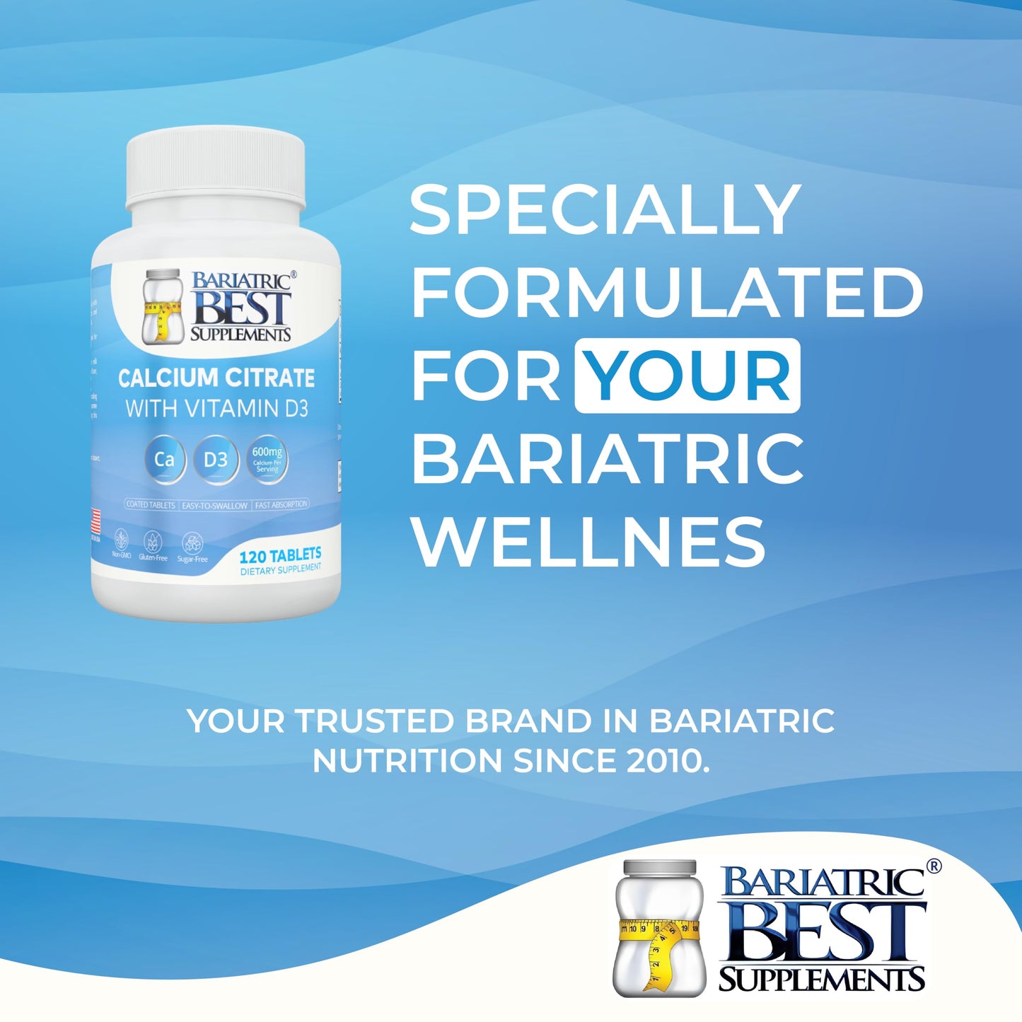 Bariatric Best Calcium Citrate with Vitamin D3 600mg Tablet, 120 Tablets