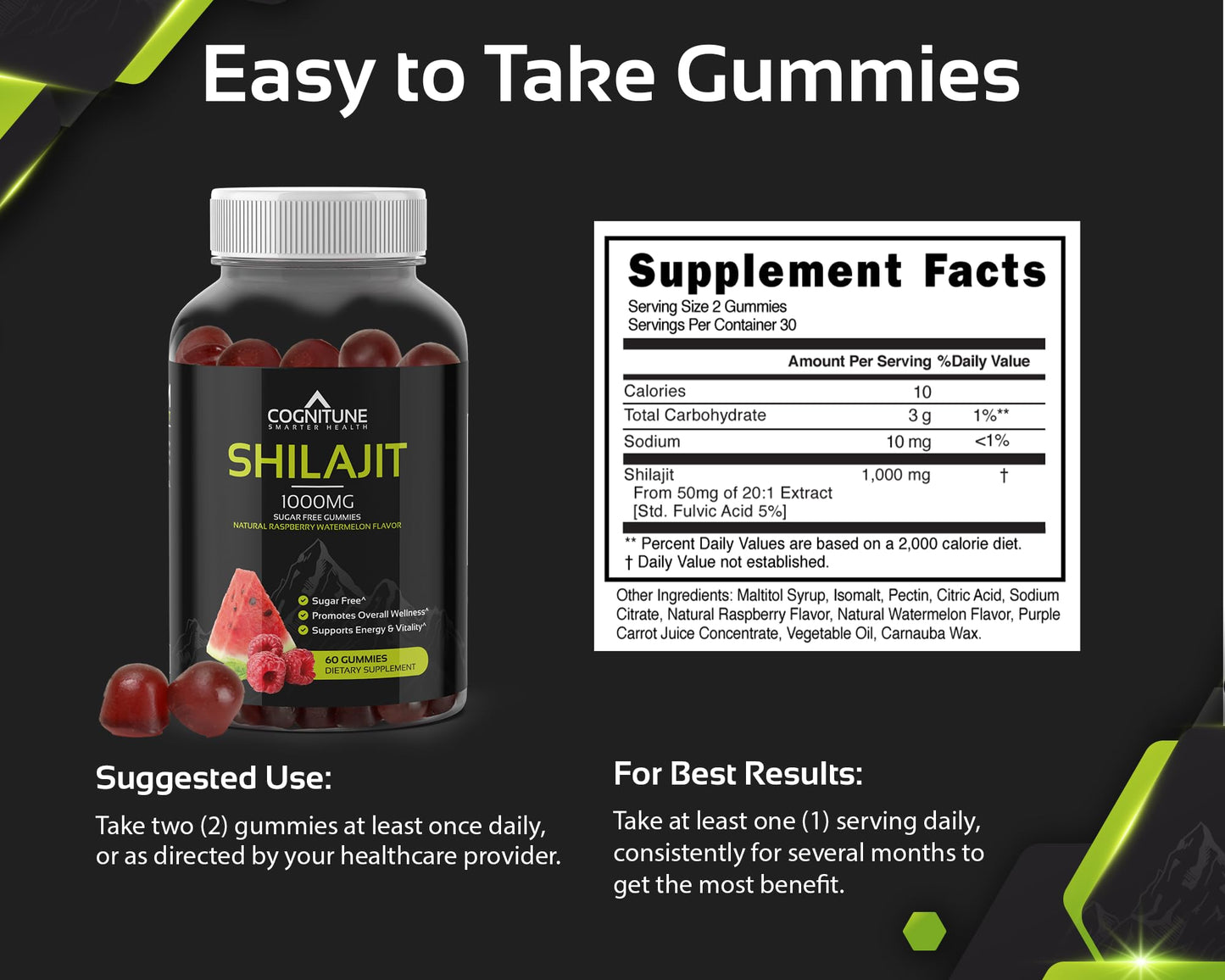 CogniTune Shilajit Gummies 60 Count