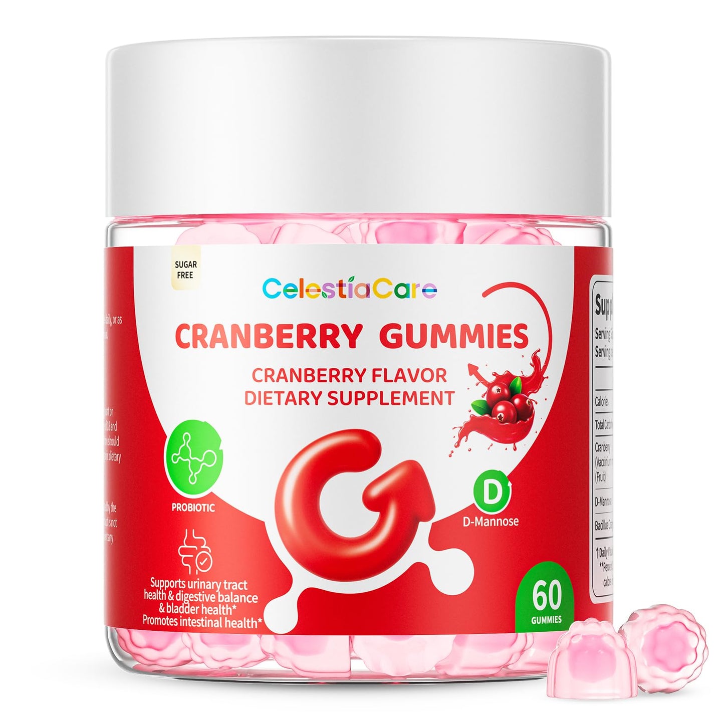 CelestiaCare Cranberry Gummies with Probiotics & D-Mannose, 60 Count