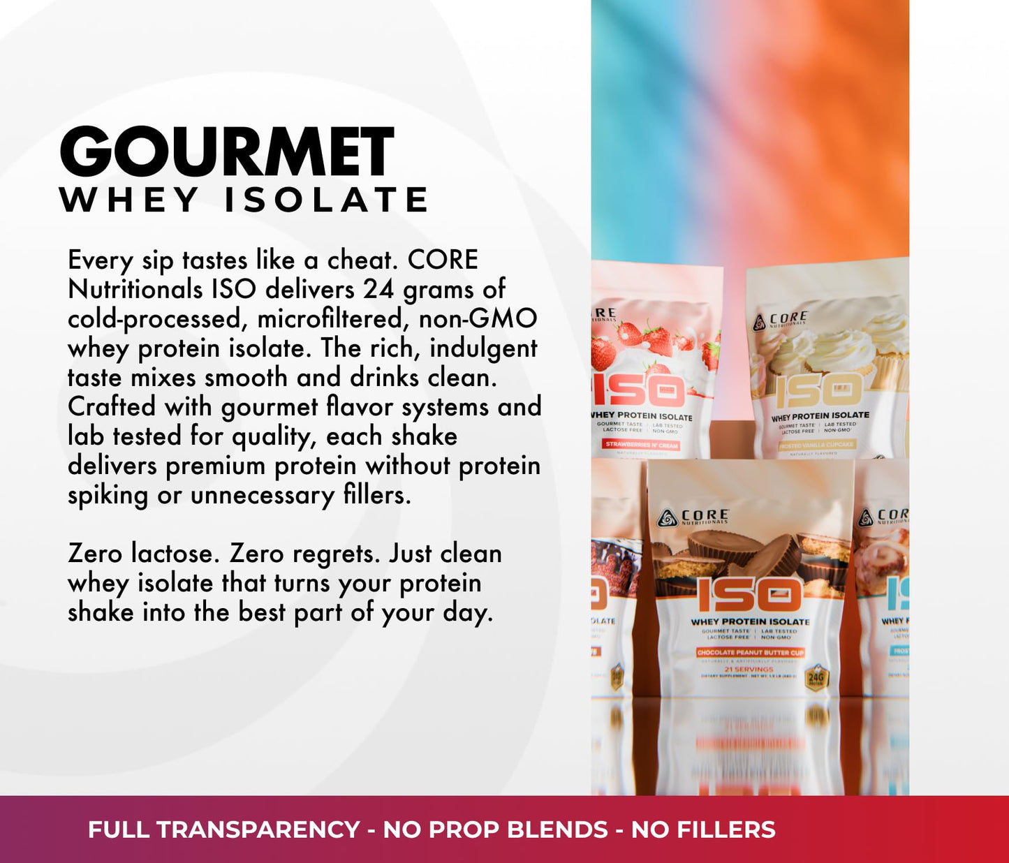 Core Nutritionals ISO Whey Protein Isolate Powder 24