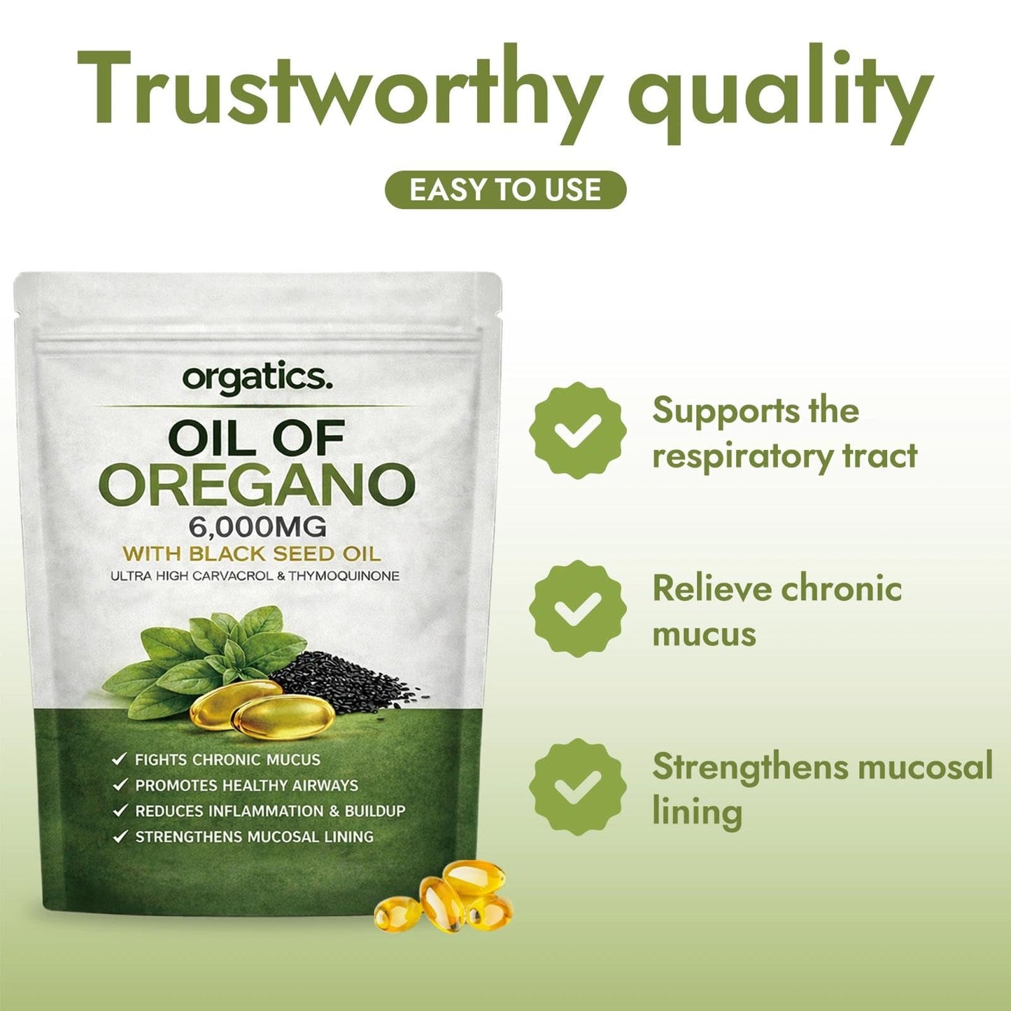 orgatics Oregano & Black Seed Softgels, 300 Count