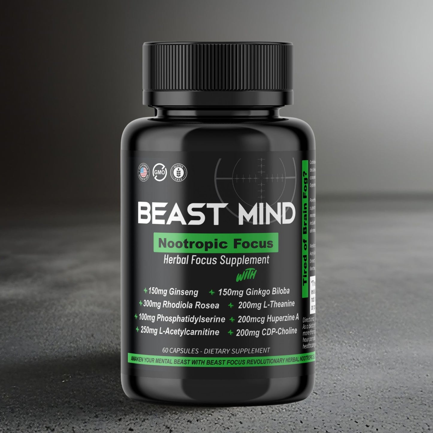 Beast Mind Focus Clarity Nootropic Blend Capsule 60 Count