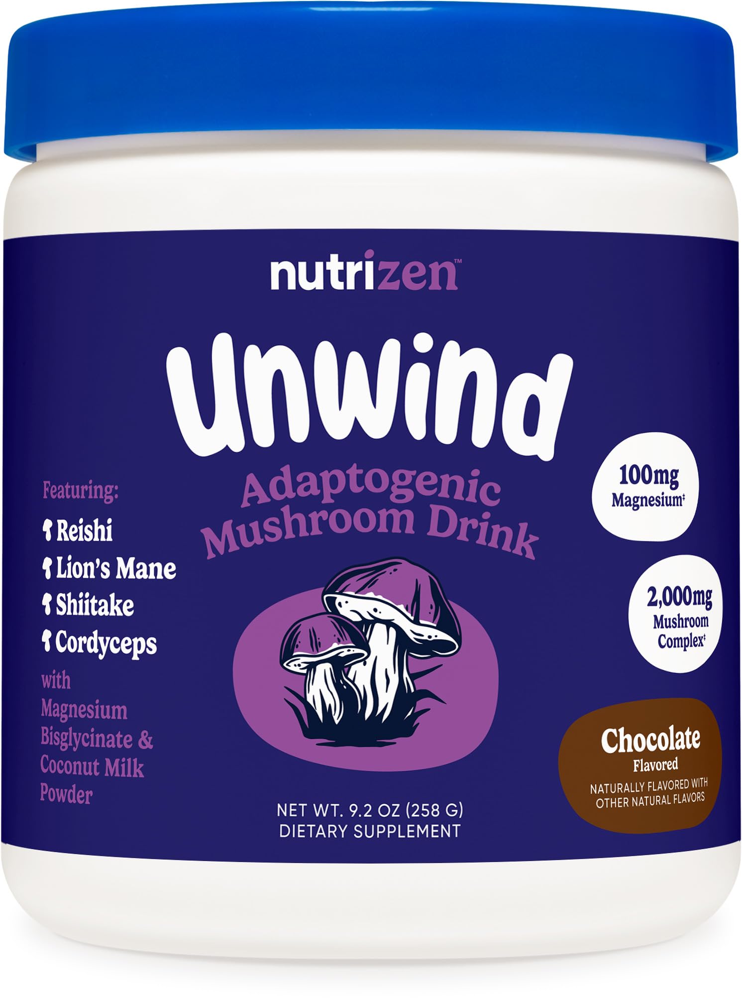 Nutricost Nutrizen PM Unwind Adaptogenic Mushroom Drink Powder 9.2 Ounce
