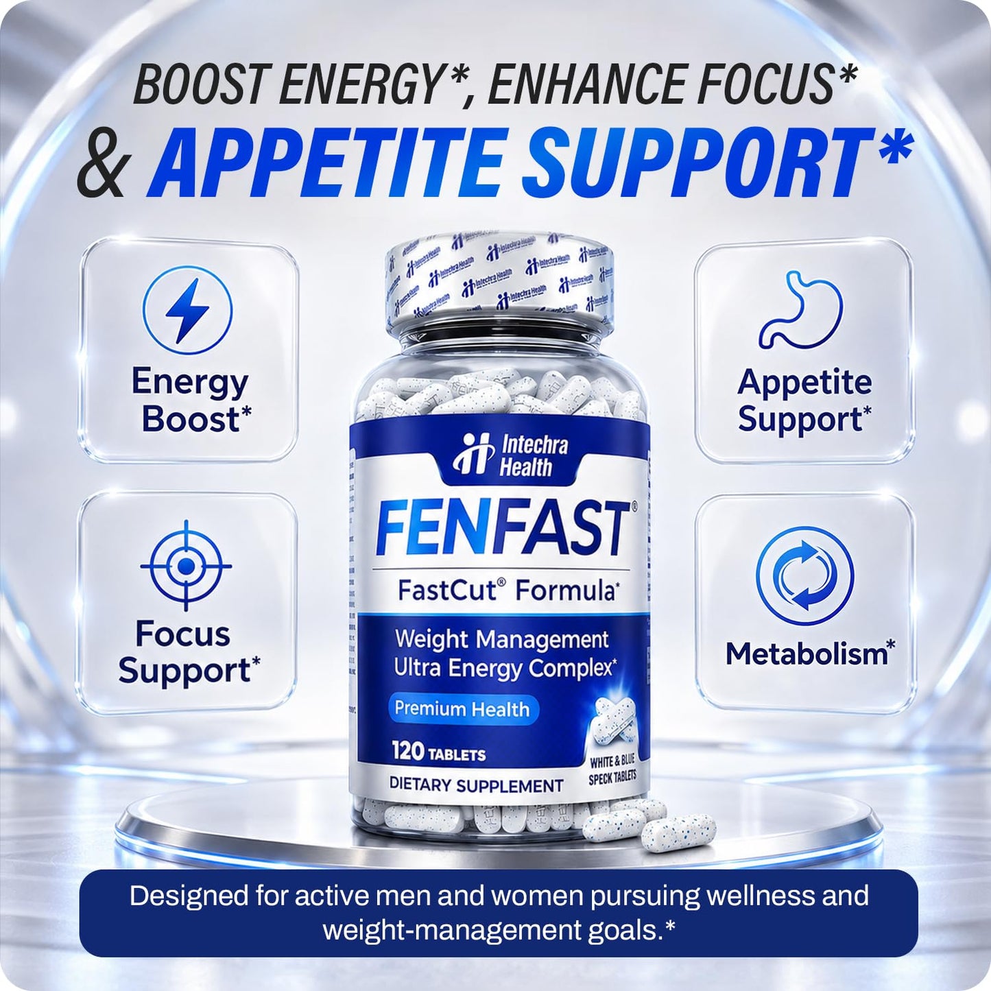 FASTCUT Intechra Health Diet Pills for Women & Men Advanced Thermogenic Formula 120 Tablets