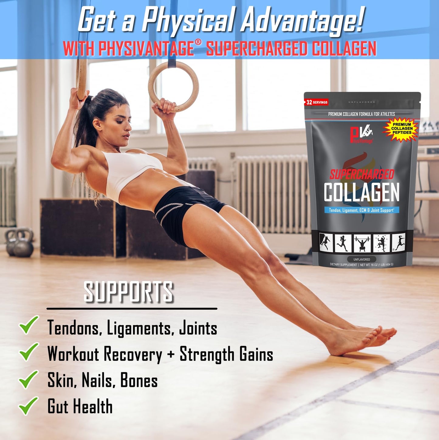 PhysiVantage Supercharged Collagen Peptides Powder - 16 oz